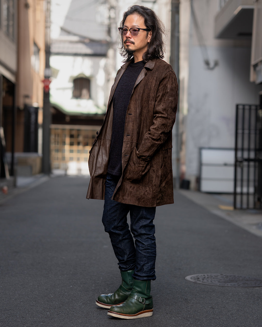 スエードレザーを使った秋スタイル