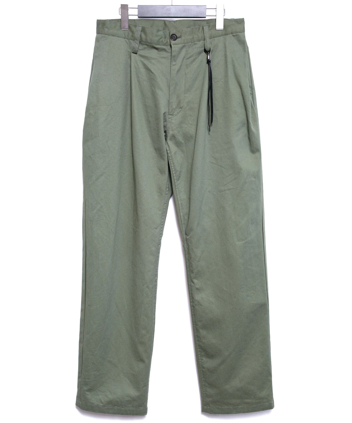 コットン ハイカウント チノクロス ワイドテーパードパンツ - OLIVE-1