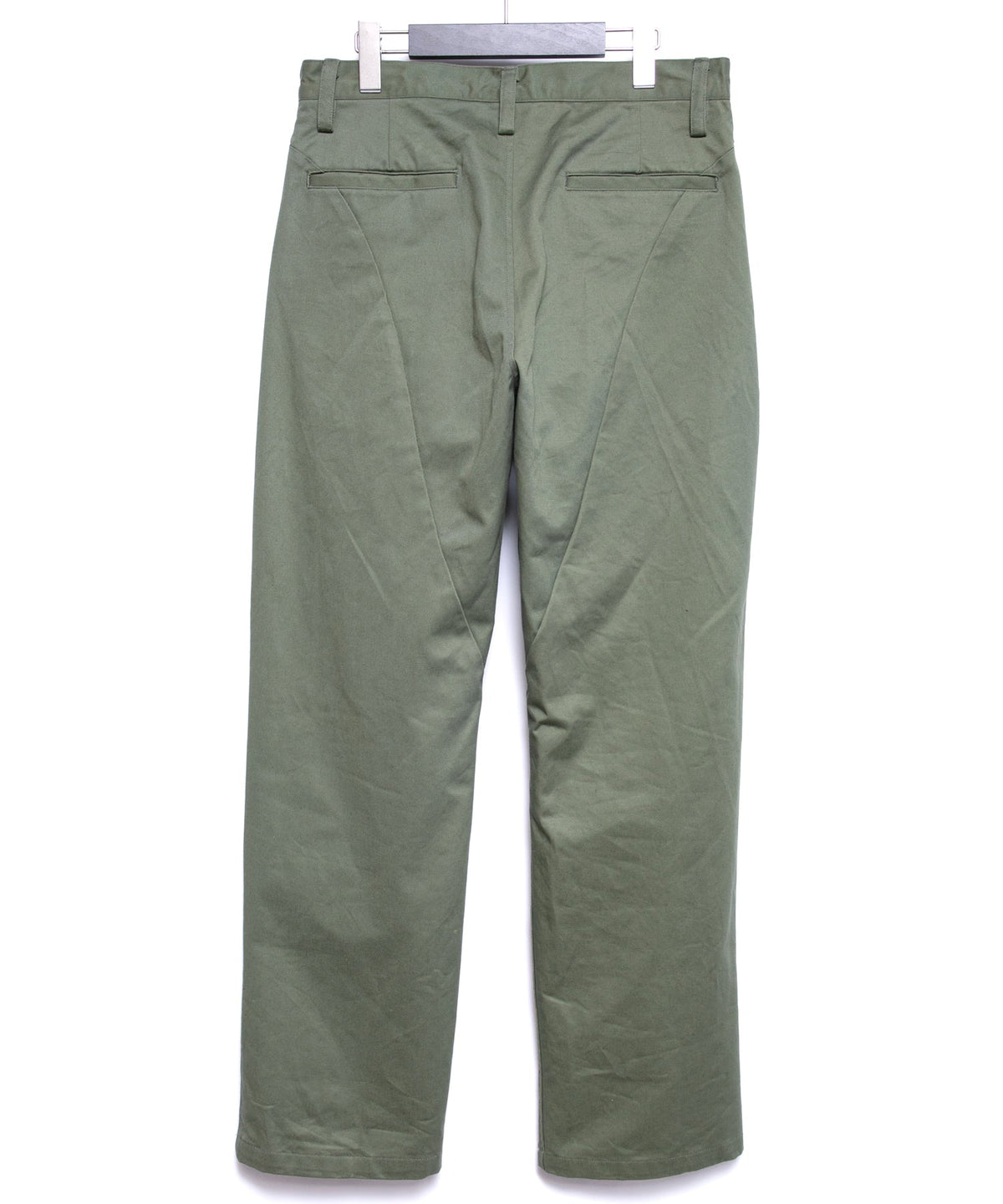 コットン ハイカウント チノクロス ワイドテーパードパンツ - OLIVE-2