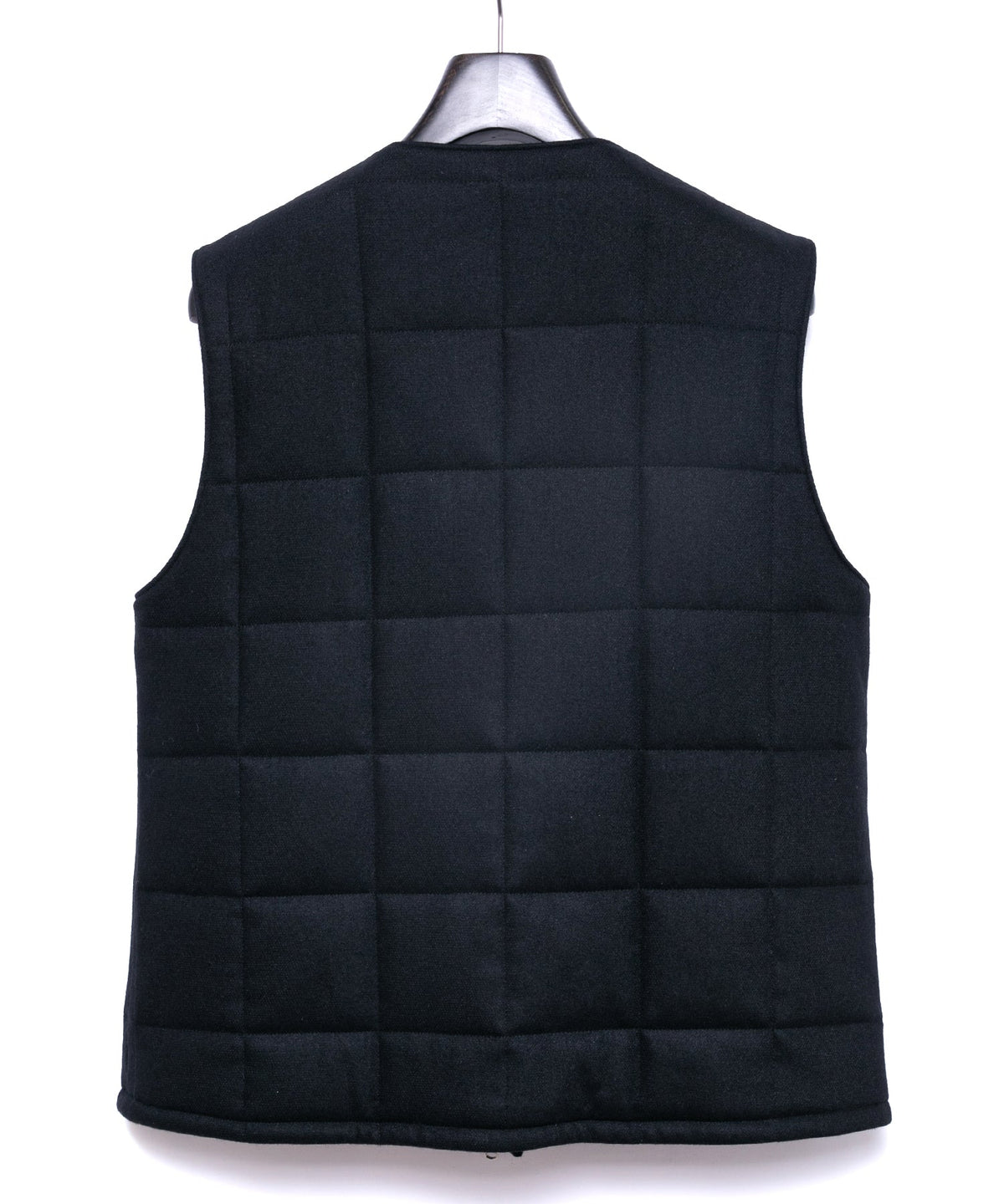 カシミア混 ストレッチ リサイクルウール ツイル 高機能中綿トラックベスト - BLACK-3