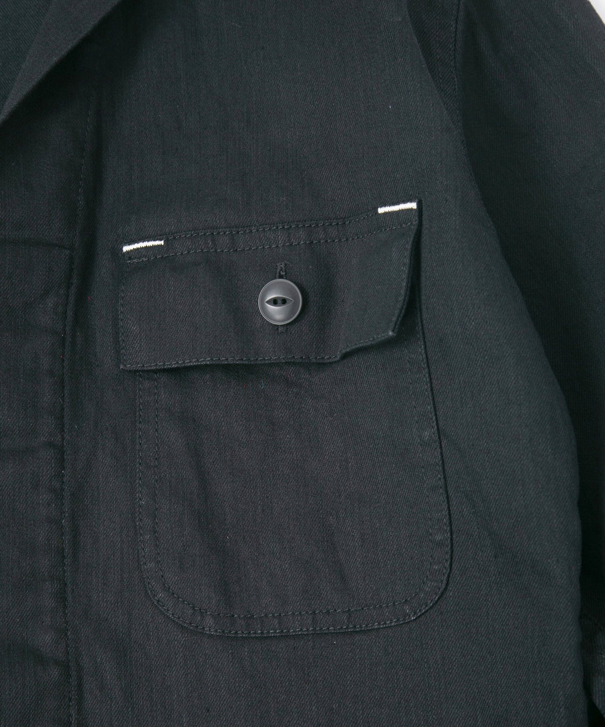10oz オーガニックコットン ストレッチデニム Over Drive エンジニア カバーオール - BLACK-4