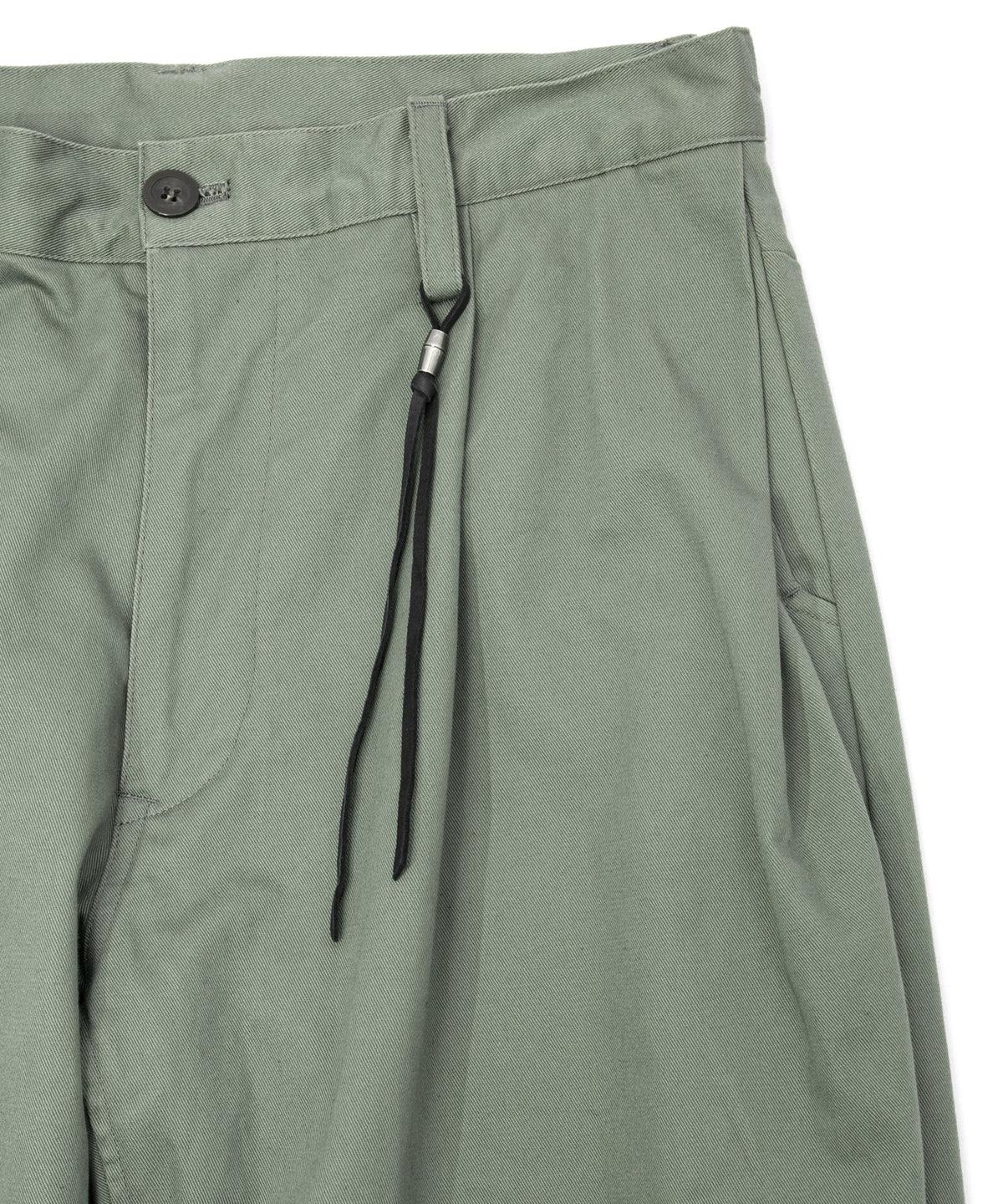 コットン ハイカウント チノクロス ワイドテーパードパンツ - OLIVE-4