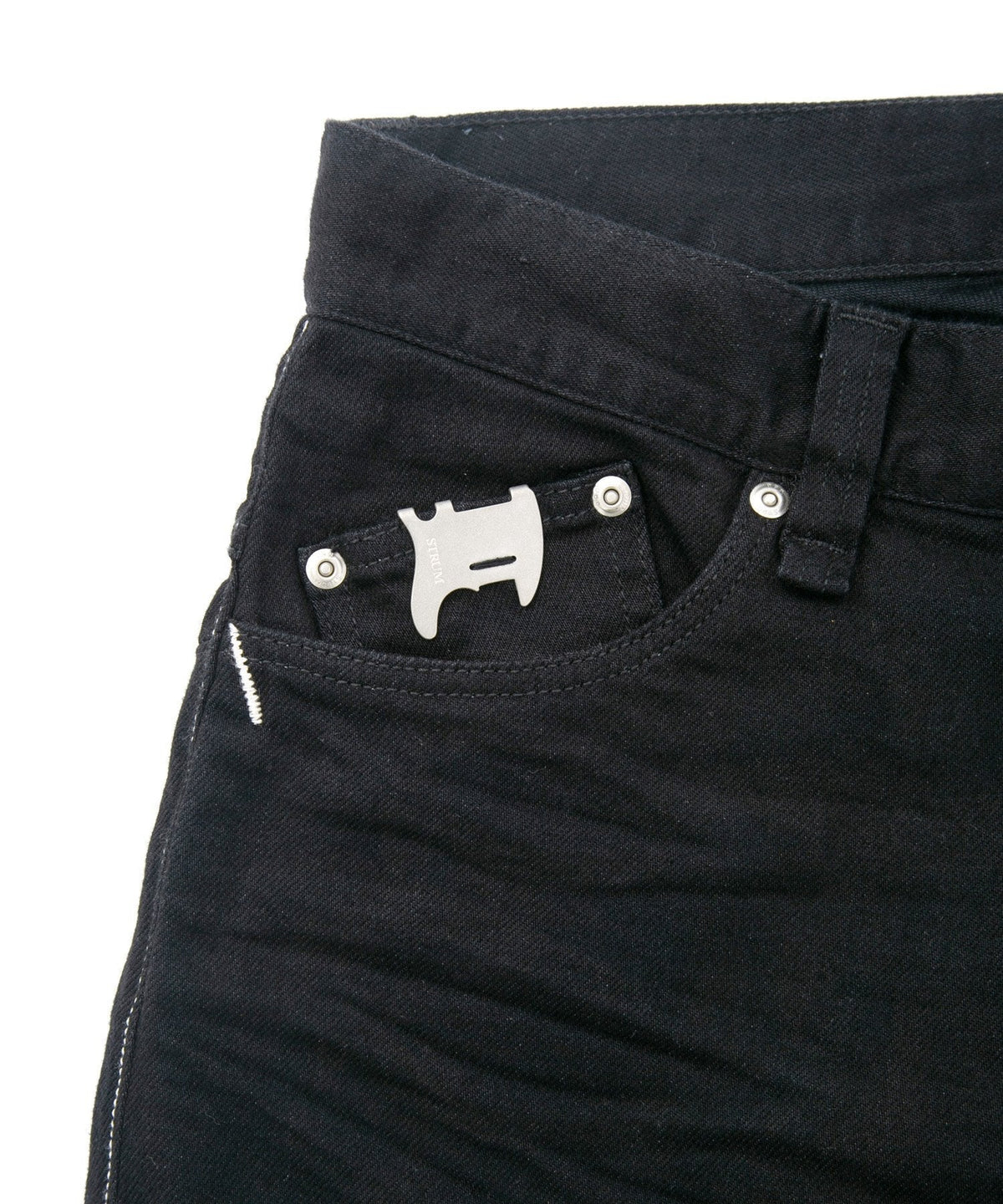 11oz オーガニックコットン ストレッチデニム TIGHT JOE1 タイトストレート ワンウォッシュ - BLACK-4