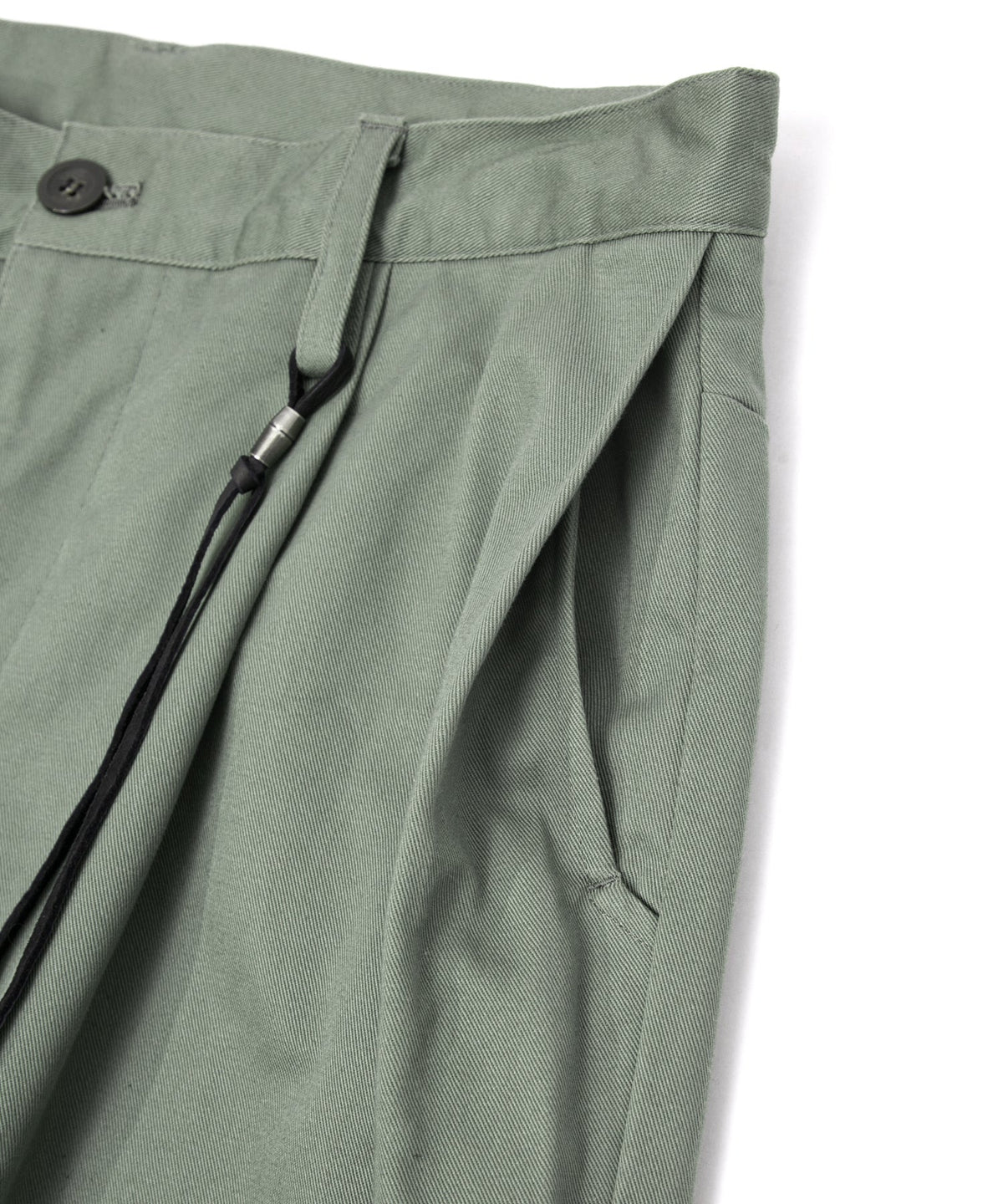 コットン ハイカウント チノクロス ワイドテーパードパンツ - OLIVE-5