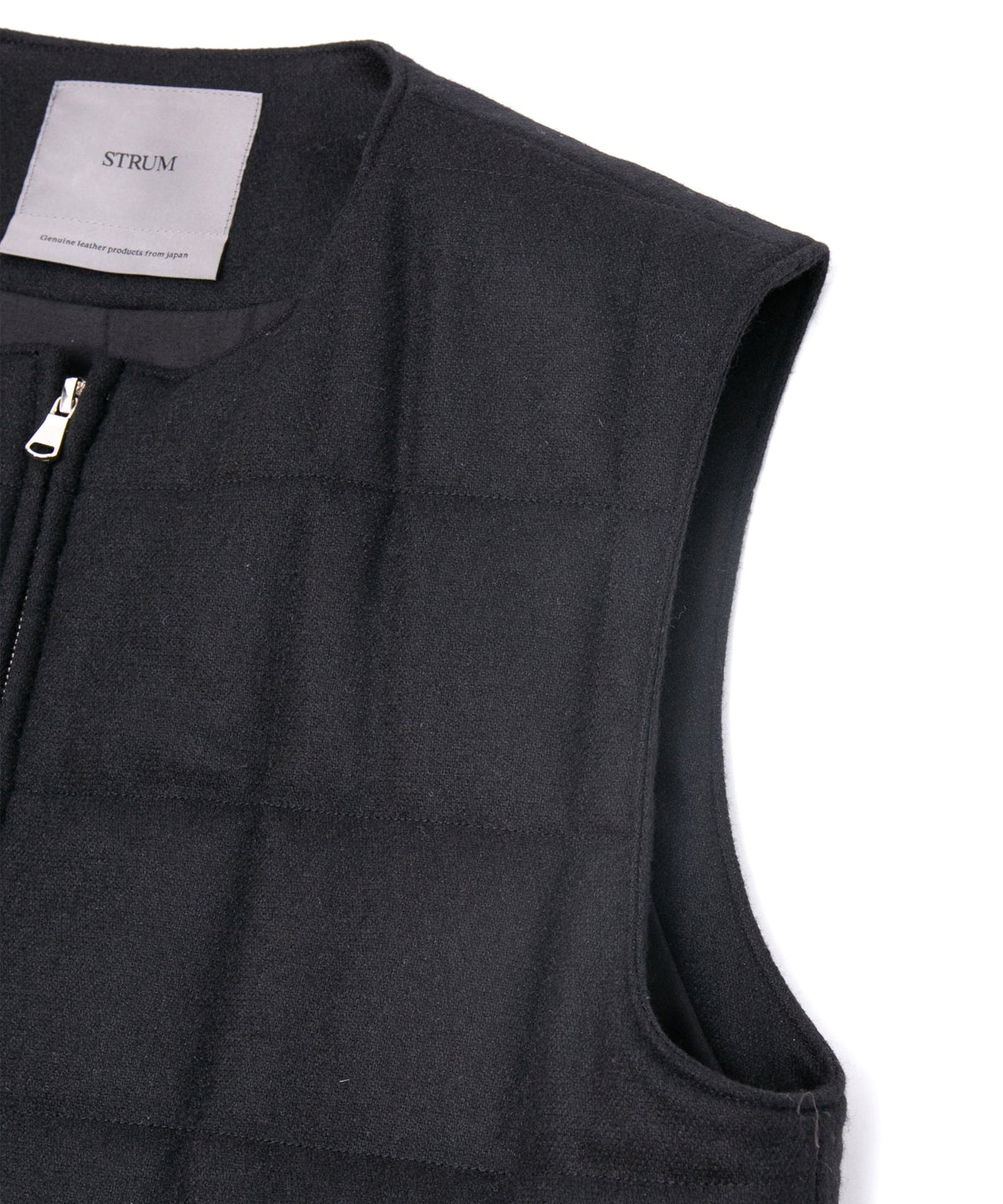 カシミア混 ストレッチ リサイクルウール ツイル 高機能中綿トラックベスト - BLACK-6