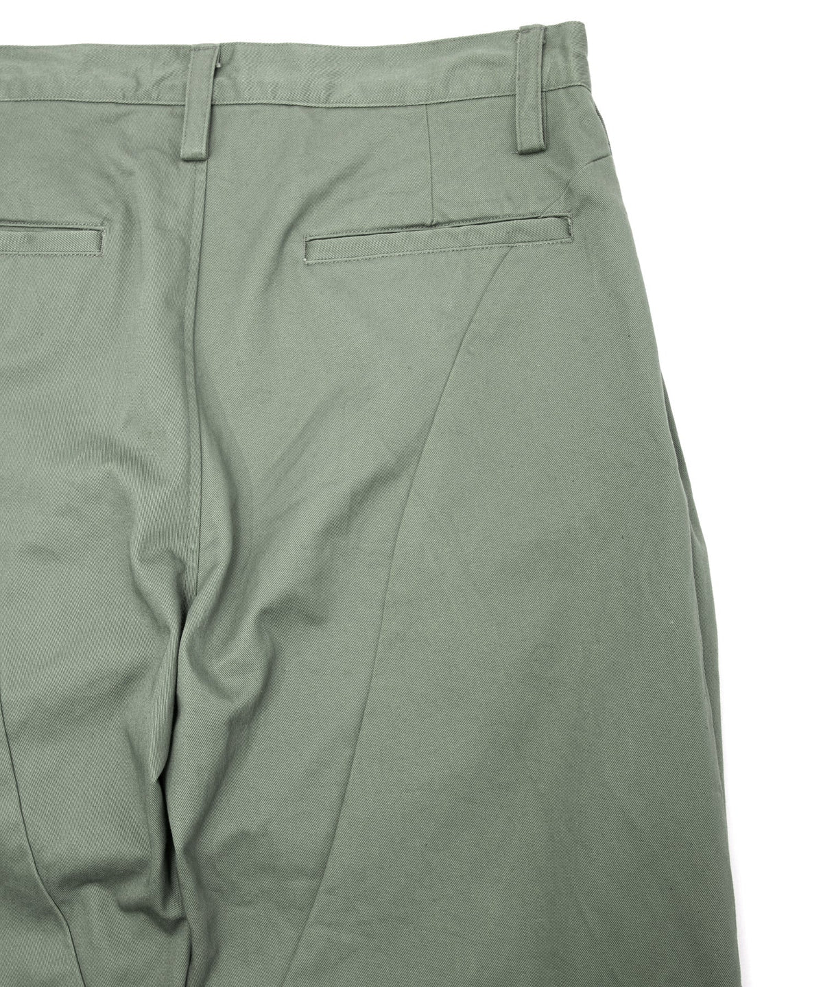 コットン ハイカウント チノクロス ワイドテーパードパンツ - OLIVE-9