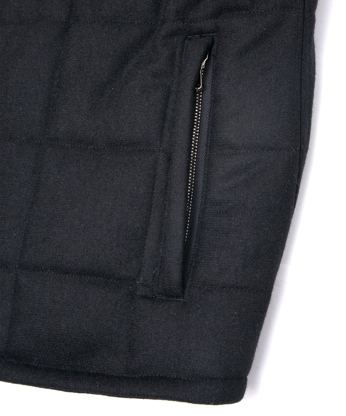カシミア混 ストレッチ リサイクルウール ツイル 高機能中綿トラックベスト - BLACK-9