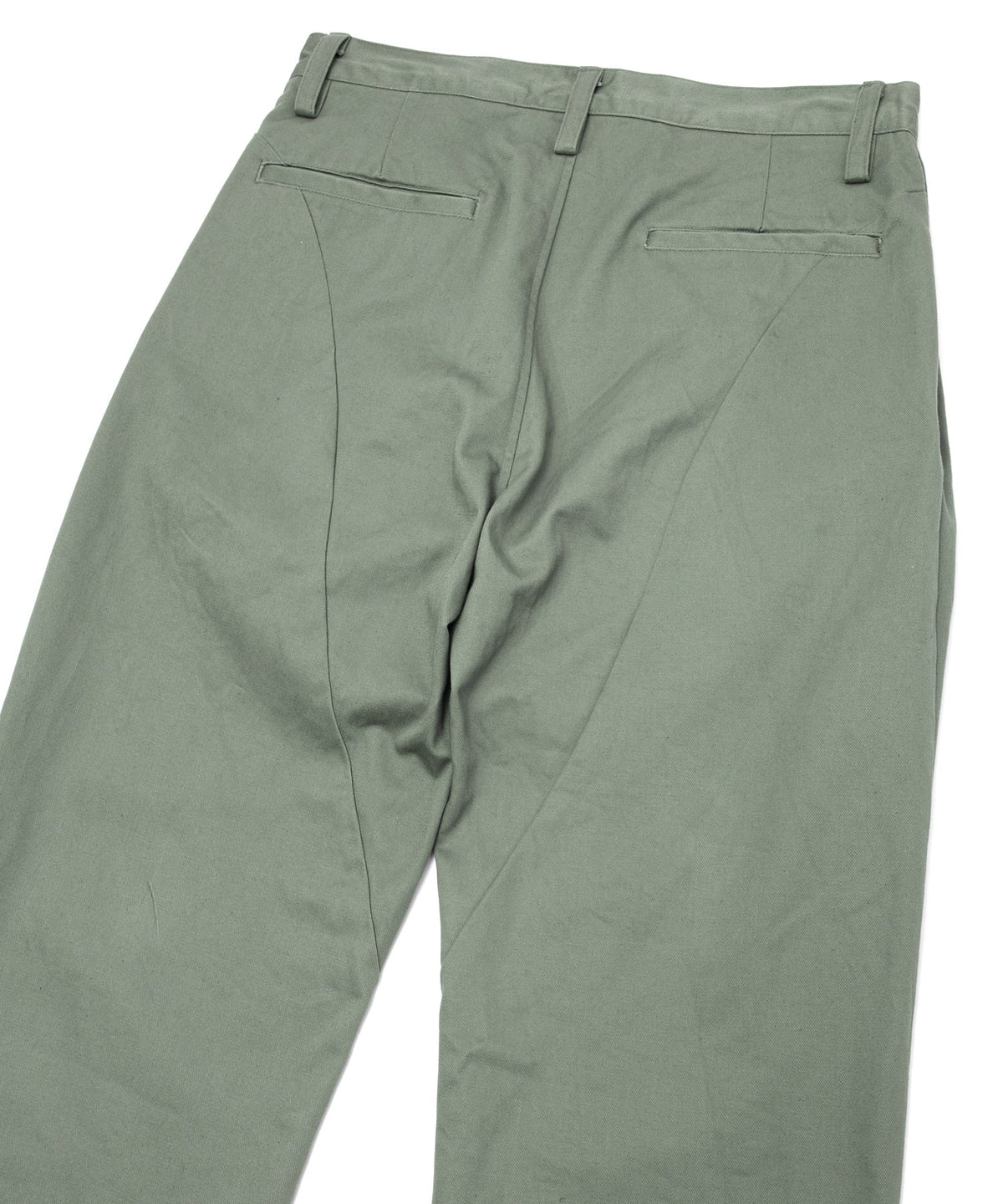 コットン ハイカウント チノクロス ワイドテーパードパンツ - OLIVE-12