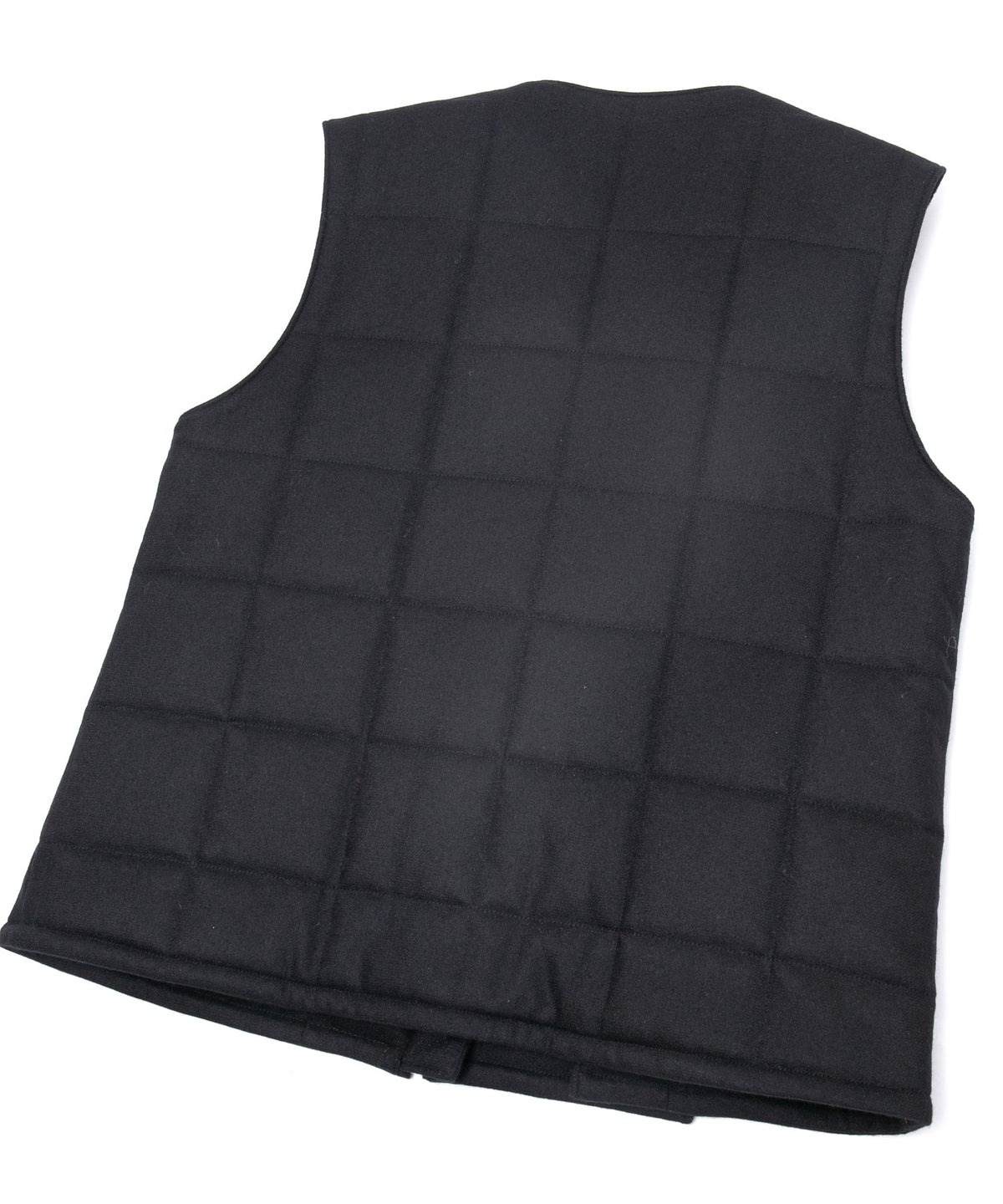カシミア混 ストレッチ リサイクルウール ツイル 高機能中綿トラックベスト - BLACK-16