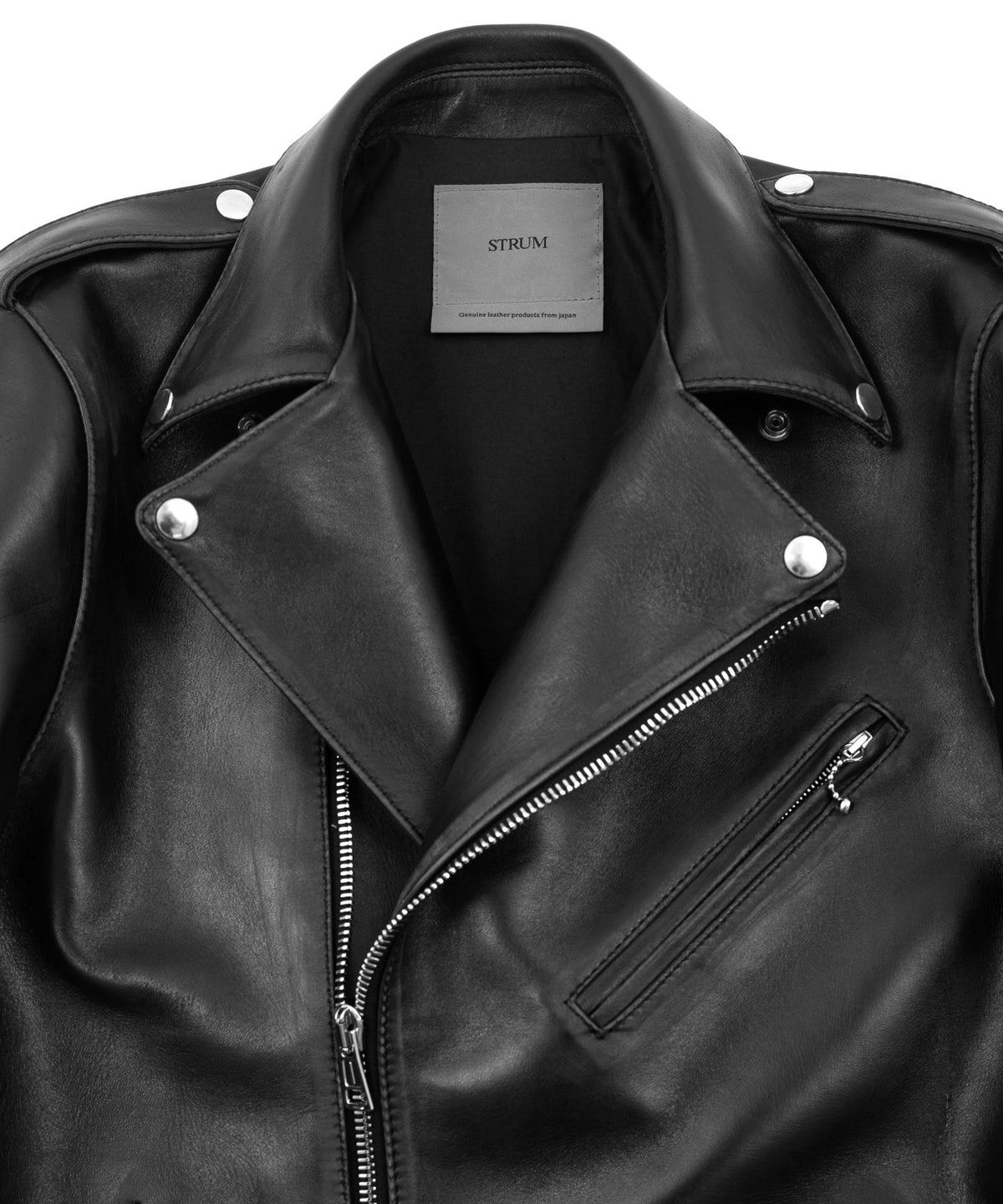 コンビ 鞣し 茶芯 ホースハイド JOEY ダブルライダースジャケット（加工なし） - BLACK-4