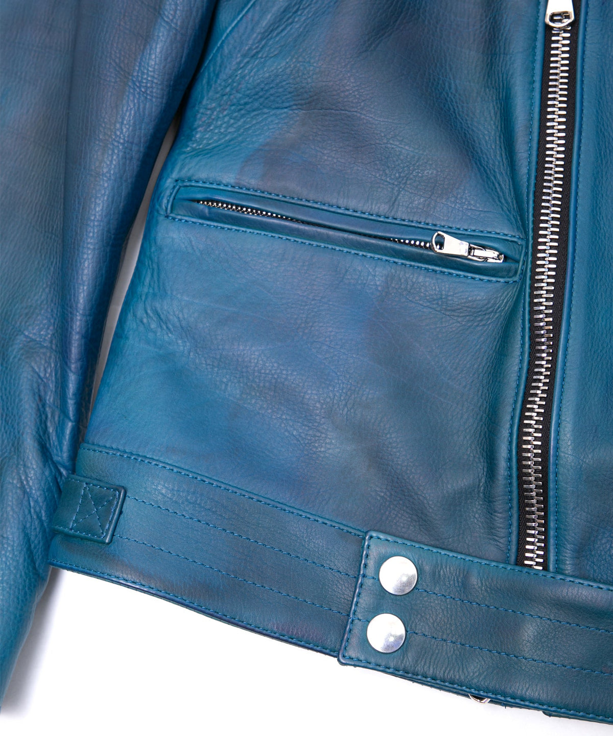 ハイブリッド タンニン鞣し カーフスキン Burning Dyed（燃焼製品染め）SPEEDER ダブルライダースジャケット - DARK VIRIDIAN-8