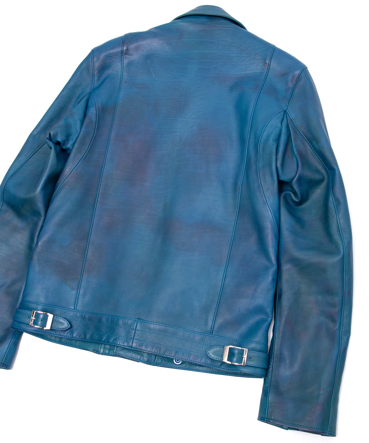 ハイブリッド タンニン鞣し カーフスキン Burning Dyed（燃焼製品染め）SPEEDER ダブルライダースジャケット - DARK VIRIDIAN-15