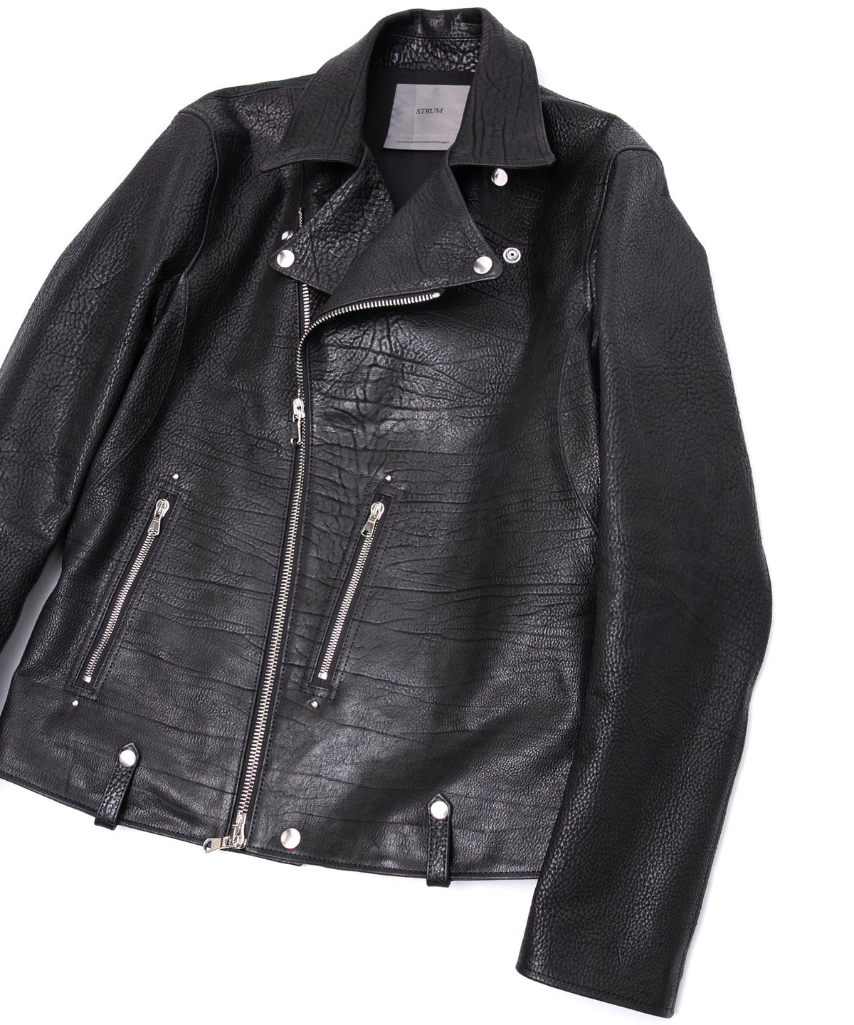 フルベジタブルタンニン鞣し イタリアン シュリンク ダブルショルダー HI-FLYER ダブルライダースジャケット - BLACK-29