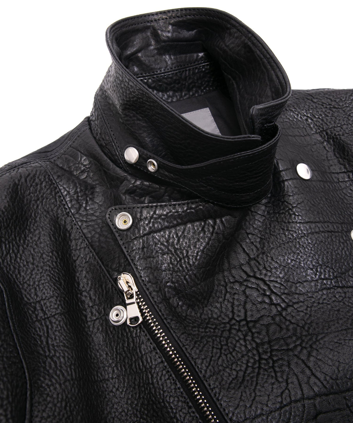 フルベジタブルタンニン鞣し イタリアン シュリンク ダブルショルダー HI-FLYER ダブルライダースジャケット - BLACK-19