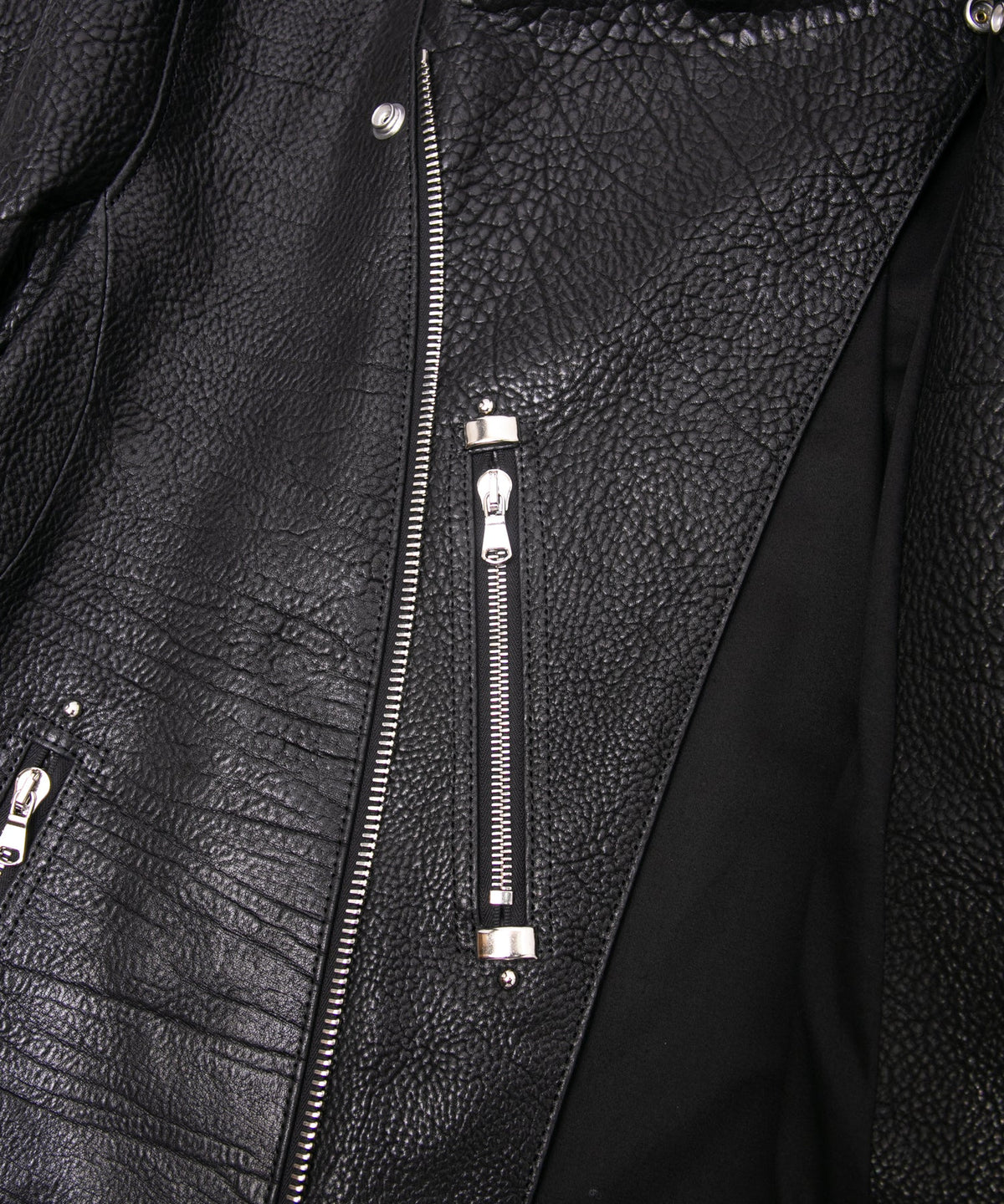 フルベジタブルタンニン鞣し イタリアン シュリンク ダブルショルダー HI-FLYER ダブルライダースジャケット - BLACK-21
