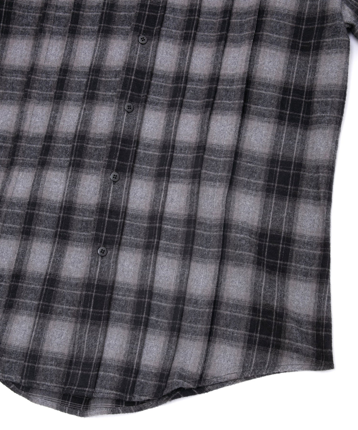 チェックコットン シャギー起毛 ツイル プリーツシャツ - BLACK-6