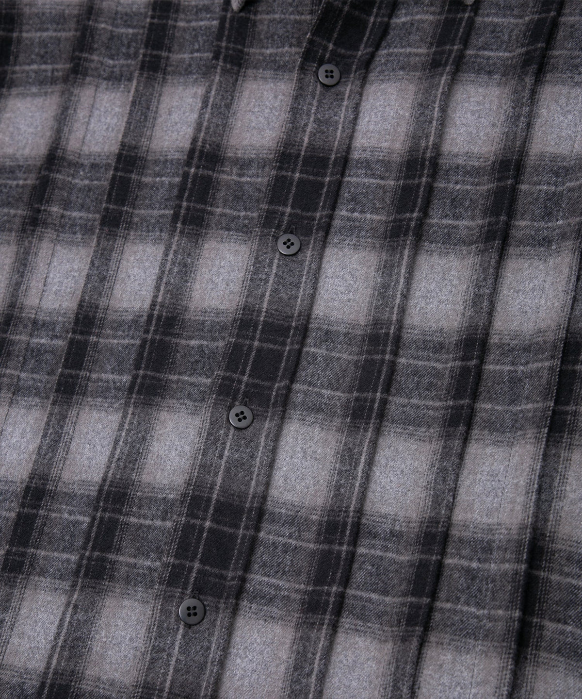 チェックコットン シャギー起毛 ツイル プリーツシャツ - BLACK-7