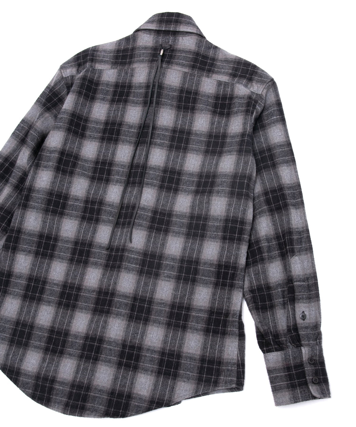 チェックコットン シャギー起毛 ツイル プリーツシャツ - BLACK-10