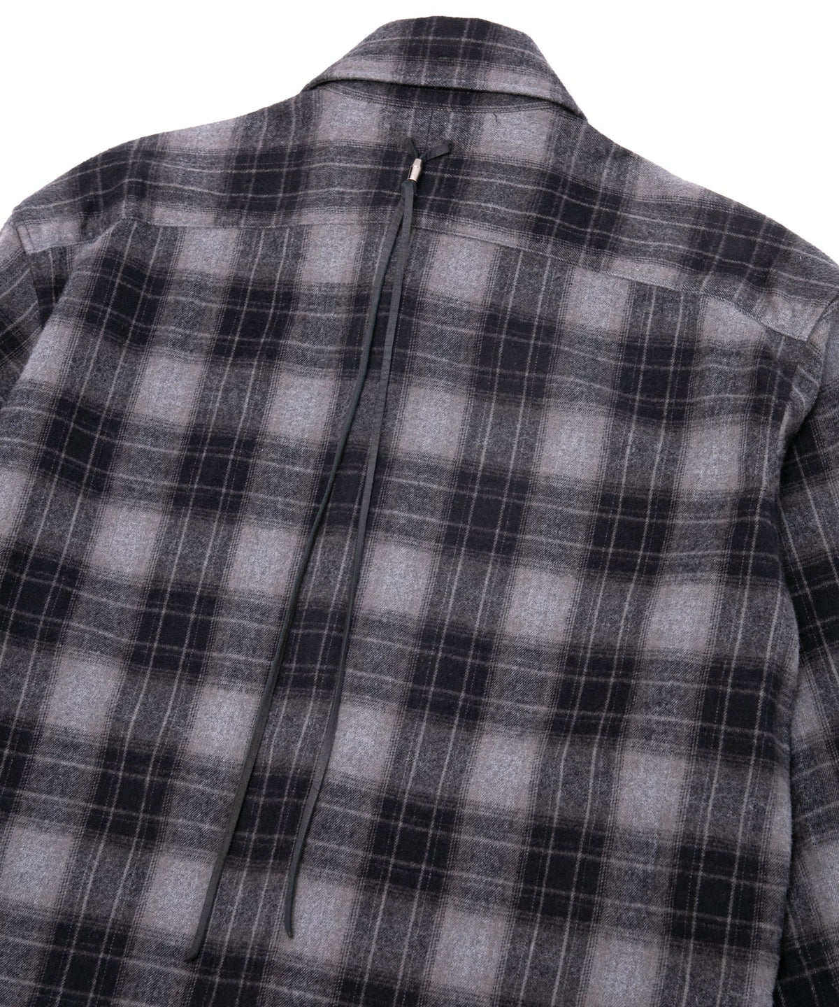 チェックコットン シャギー起毛 ツイル プリーツシャツ - BLACK-8