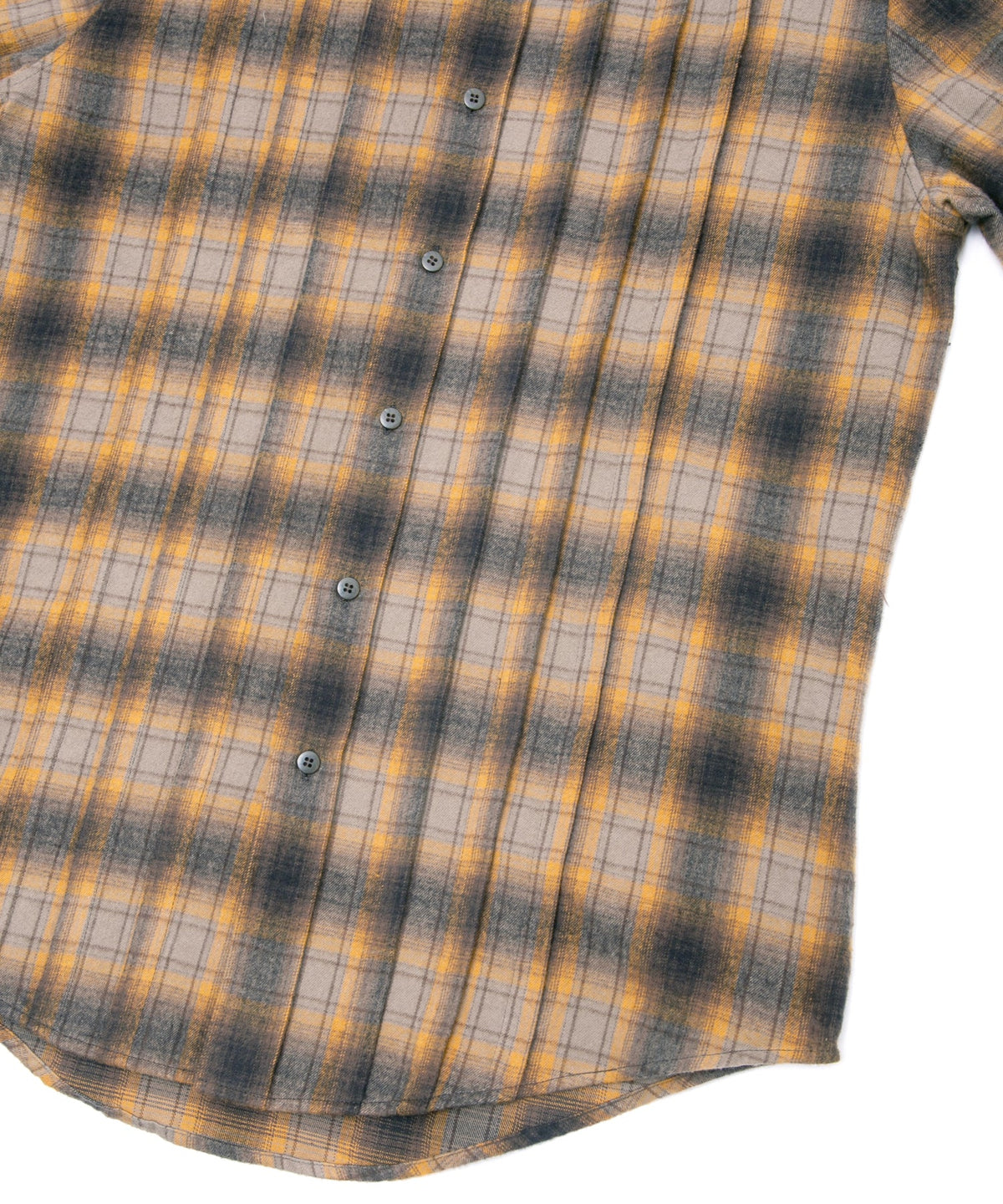 チェックコットン シャギー起毛 ツイル プリーツシャツ - BROWN-5