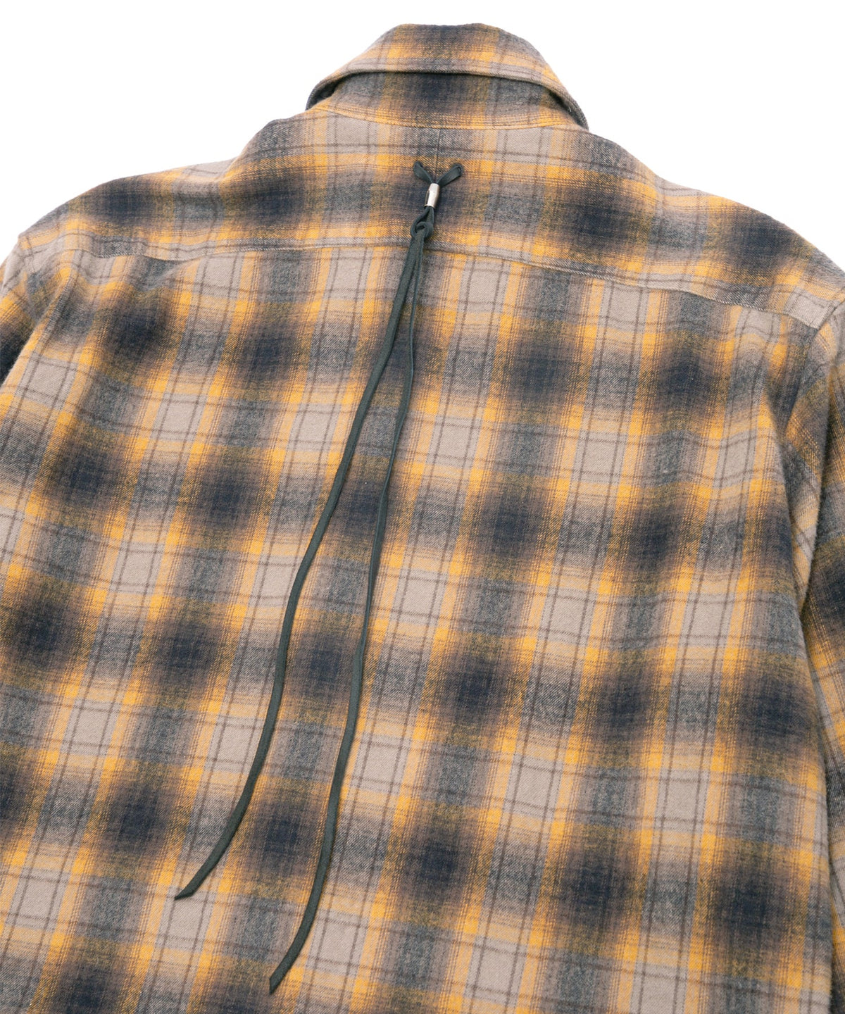 チェックコットン シャギー起毛 ツイル プリーツシャツ - BROWN-7