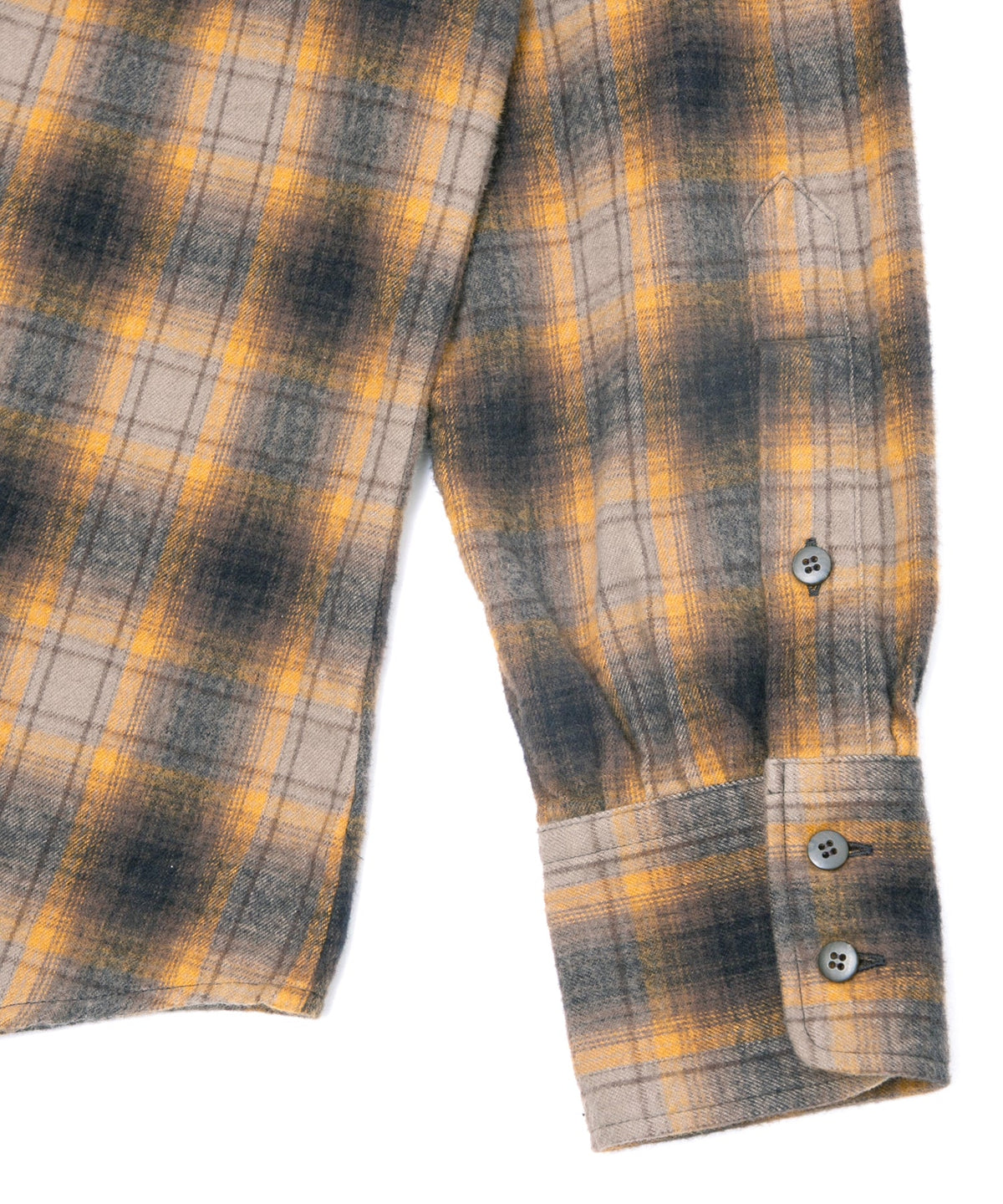 チェックコットン シャギー起毛 ツイル プリーツシャツ - BROWN-8