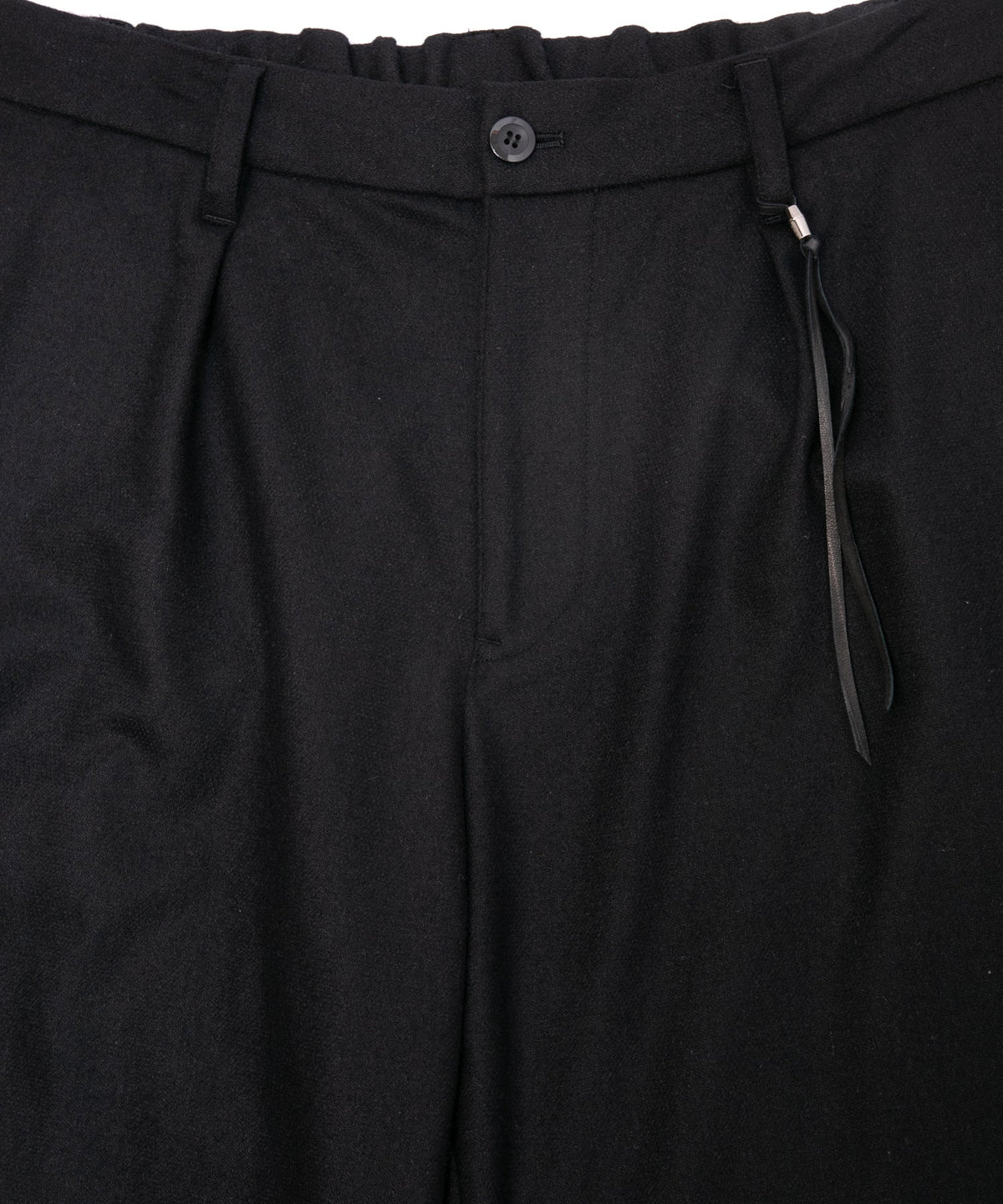 カシミア混 ストレッチ リサイクルウール ツイル バレル ワイド パンツ - BLACK-7