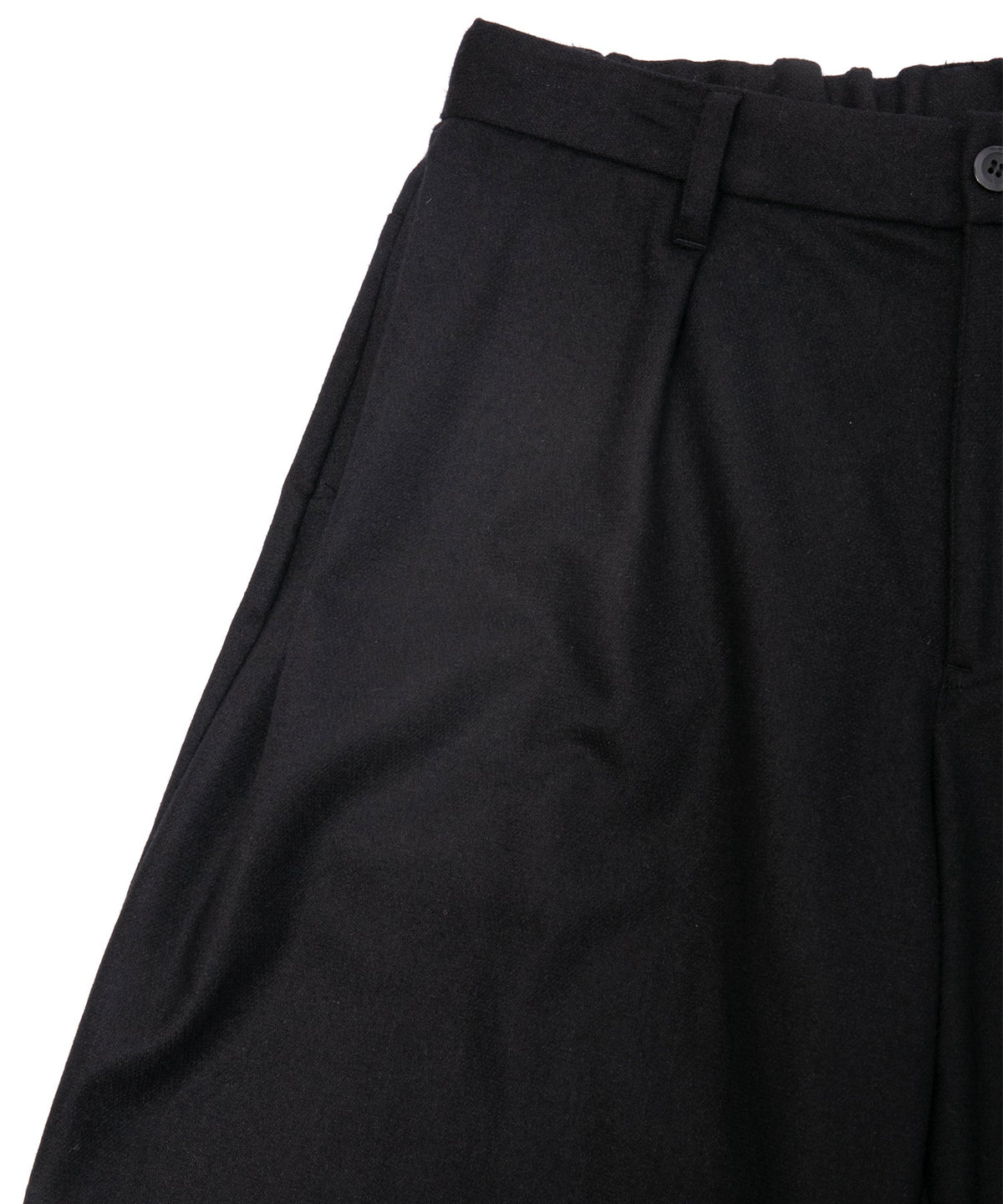カシミア混 ストレッチ リサイクルウール ツイル バレル ワイド パンツ - BLACK-6