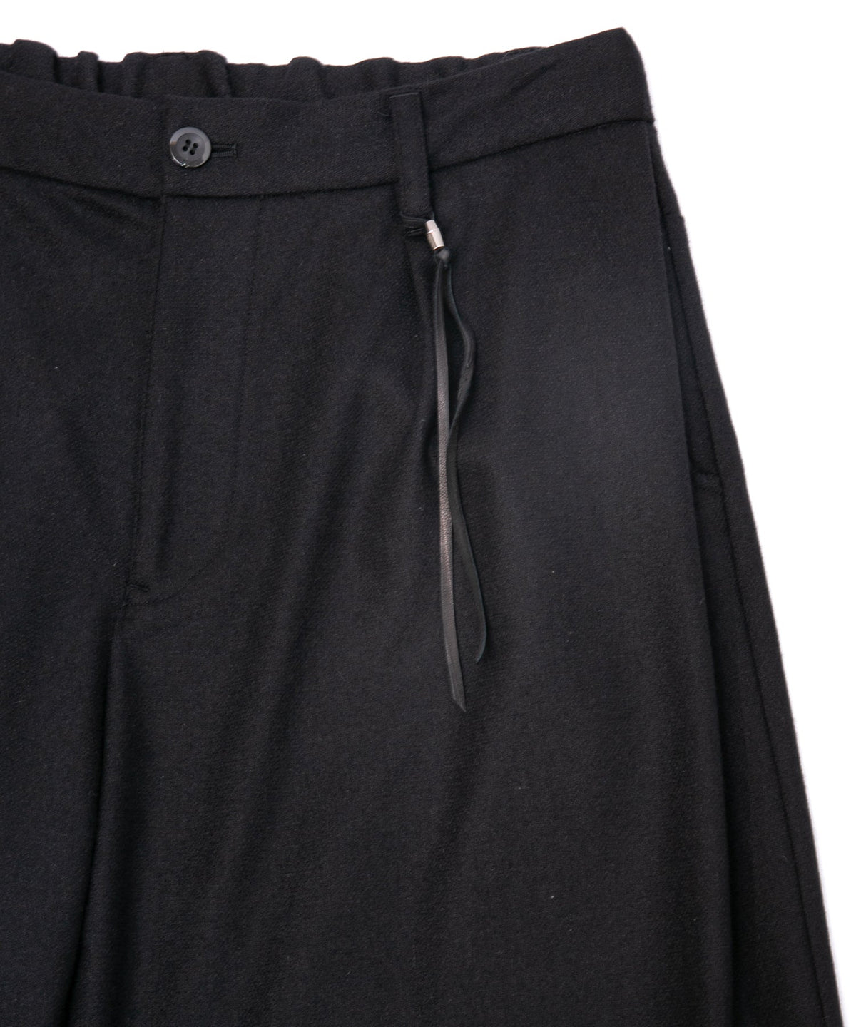 カシミア混 ストレッチ リサイクルウール ツイル バレル ワイド パンツ - BLACK-8