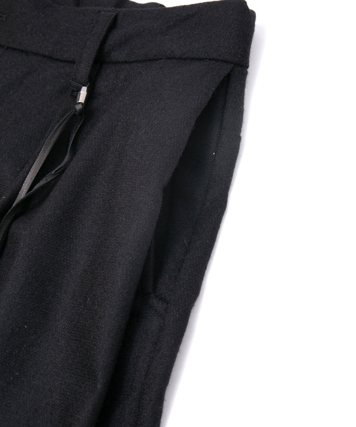 カシミア混 ストレッチ リサイクルウール ツイル バレル ワイド パンツ - BLACK-5