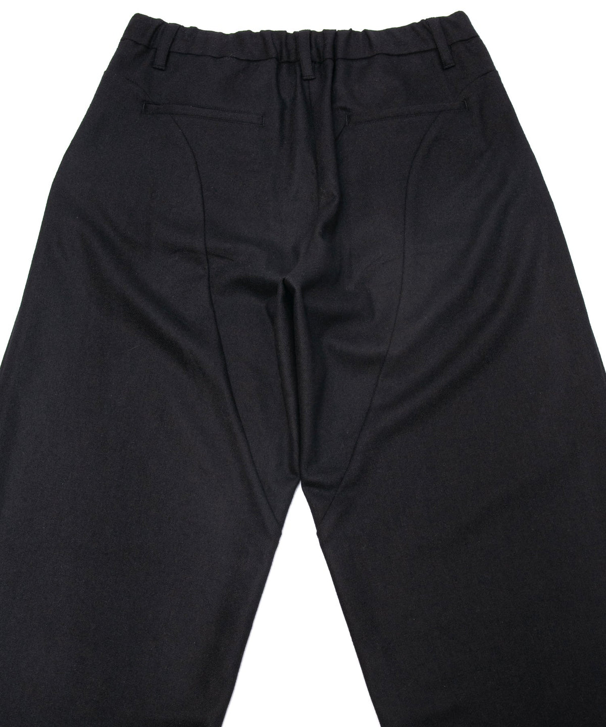 カシミア混 ストレッチ リサイクルウール ツイル バレル ワイド パンツ - BLACK-4