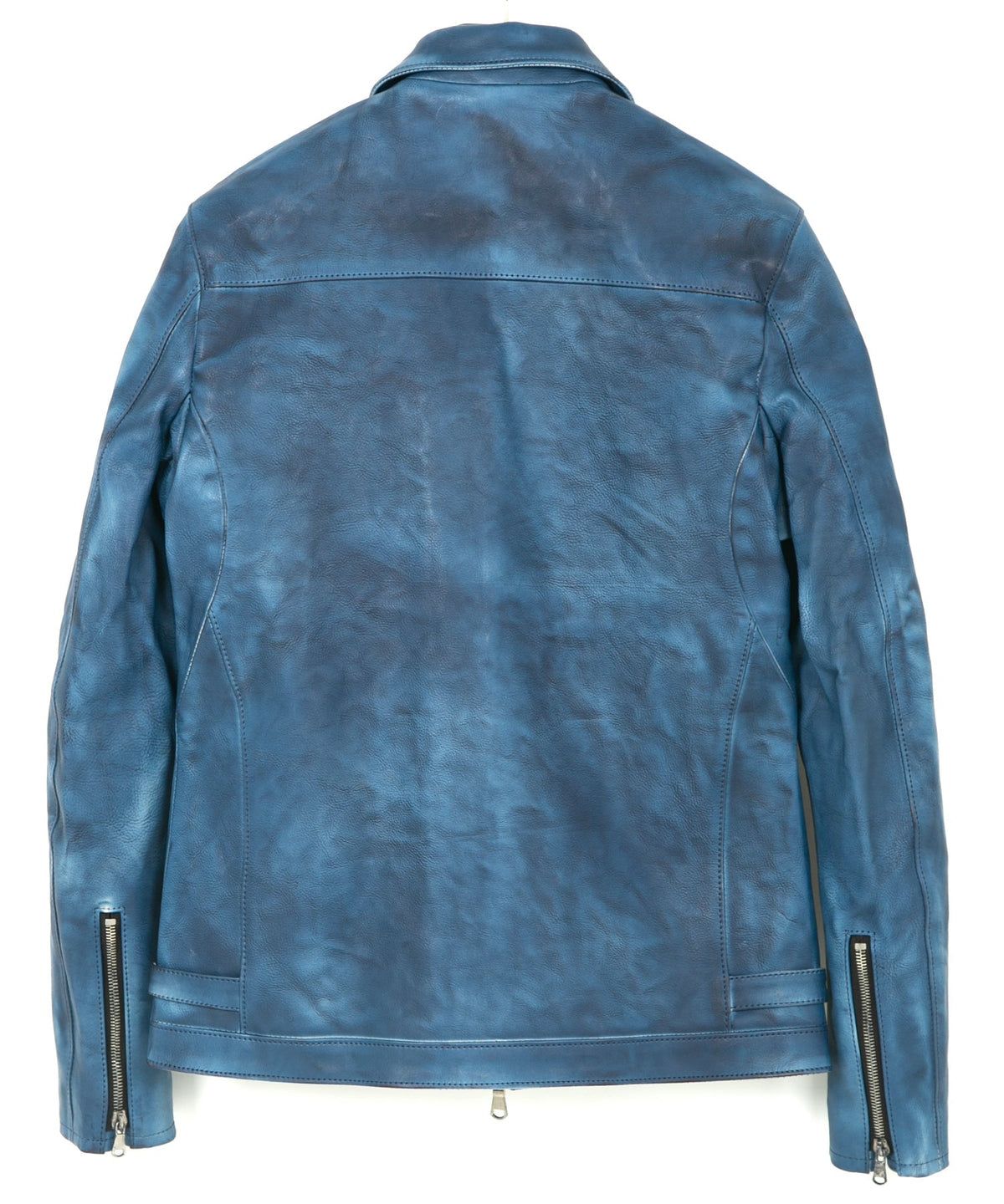 フルタンニン鞣し ジャパンカーフスキン Burning dyed - 燃焼製品染め FEVER シングルライダースジャケット - BLUE
