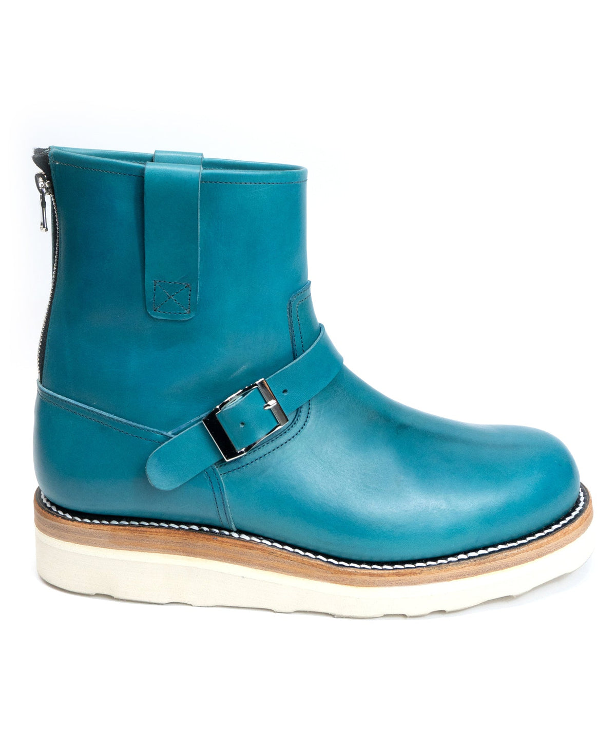 イタリアン ダブルショルダー ショートエンジニアブーツ MATILDA - TURQUOISE-4