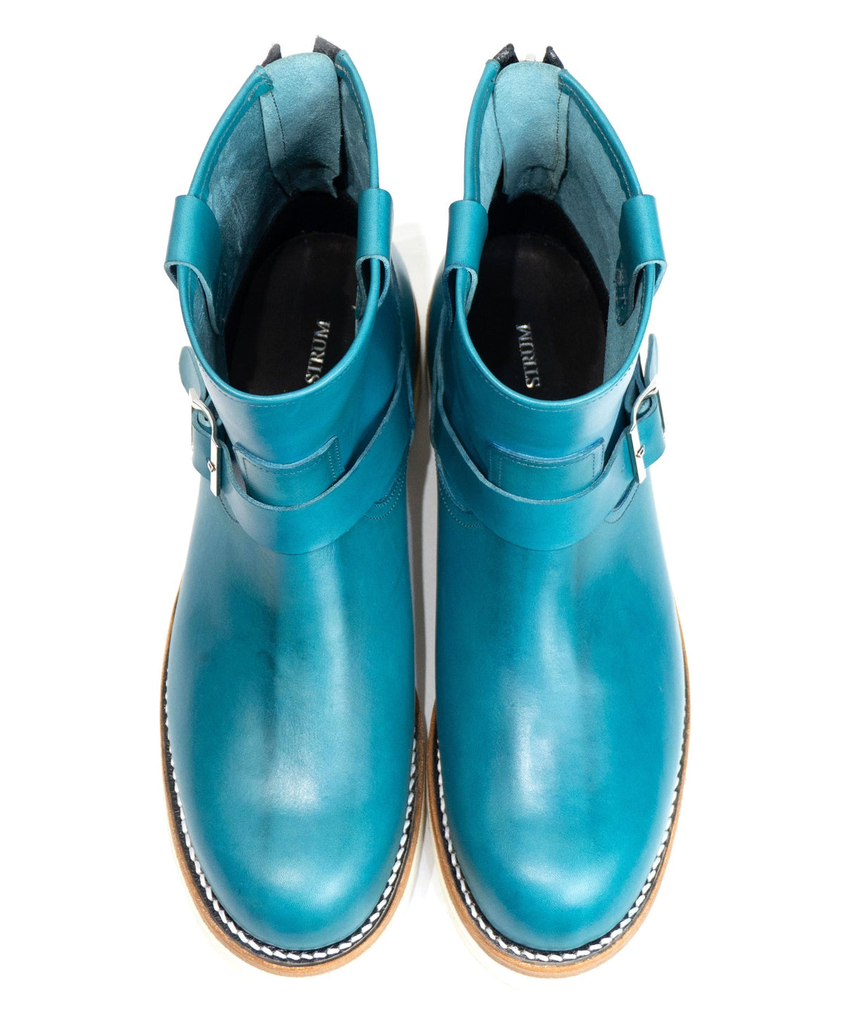 イタリアン ダブルショルダー ショートエンジニアブーツ MATILDA - TURQUOISE-6