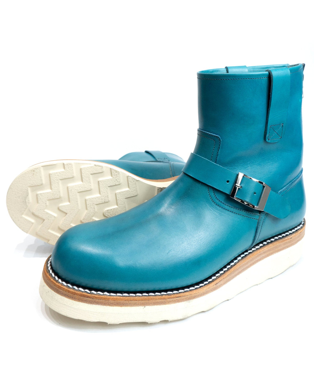 イタリアン ダブルショルダー ショートエンジニアブーツ MATILDA - TURQUOISE-7