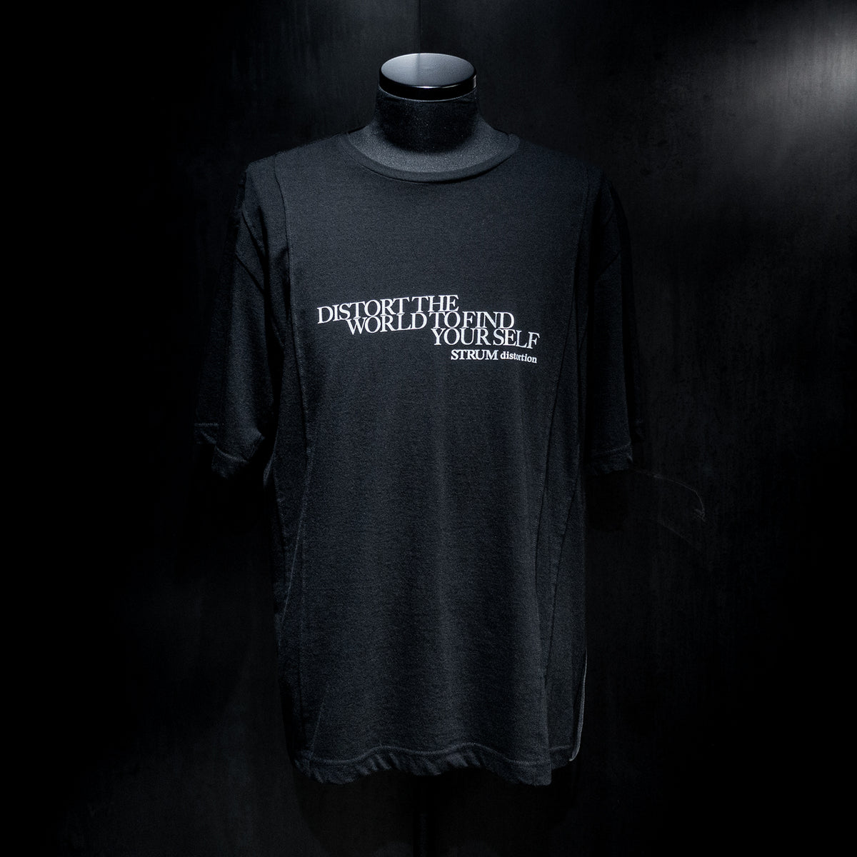 STRUM distortion限定 30/- ナチュラルソフト天竺　ワイド Tシャツ（オーバーサイズ） - BLACK-1