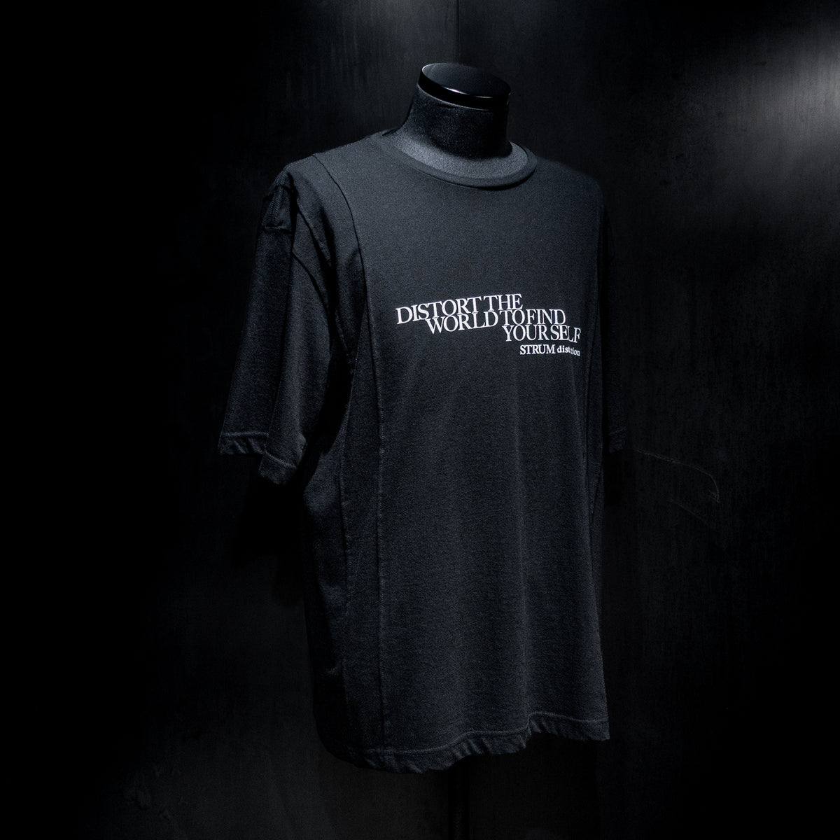 STRUM distortion限定 30/- ナチュラルソフト天竺　ワイド Tシャツ（オーバーサイズ） - BLACK-2