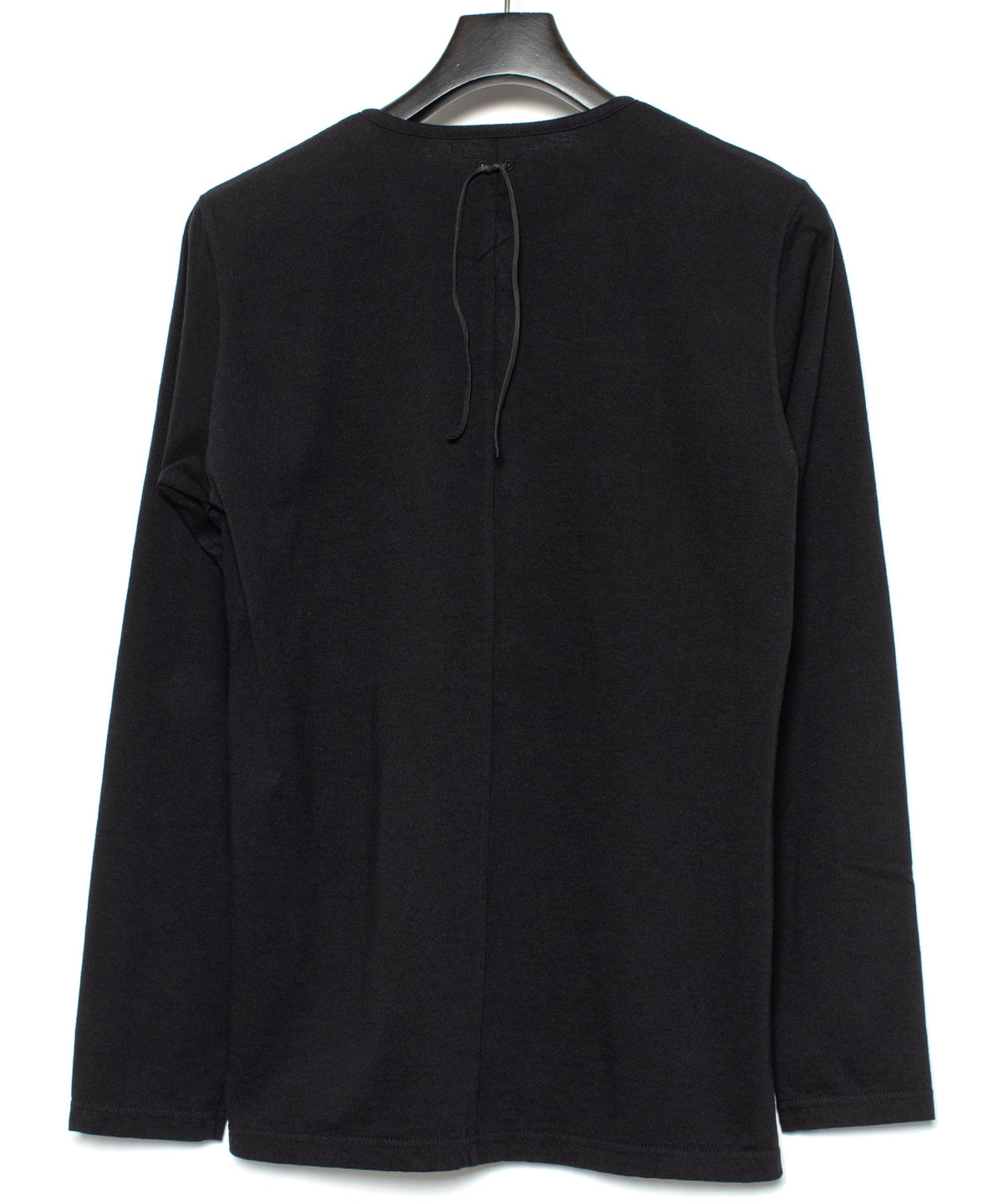 30/-ナチュラルソフト天竺 ロングスリーブ ヘンリーネック Tシャツ - BLACK