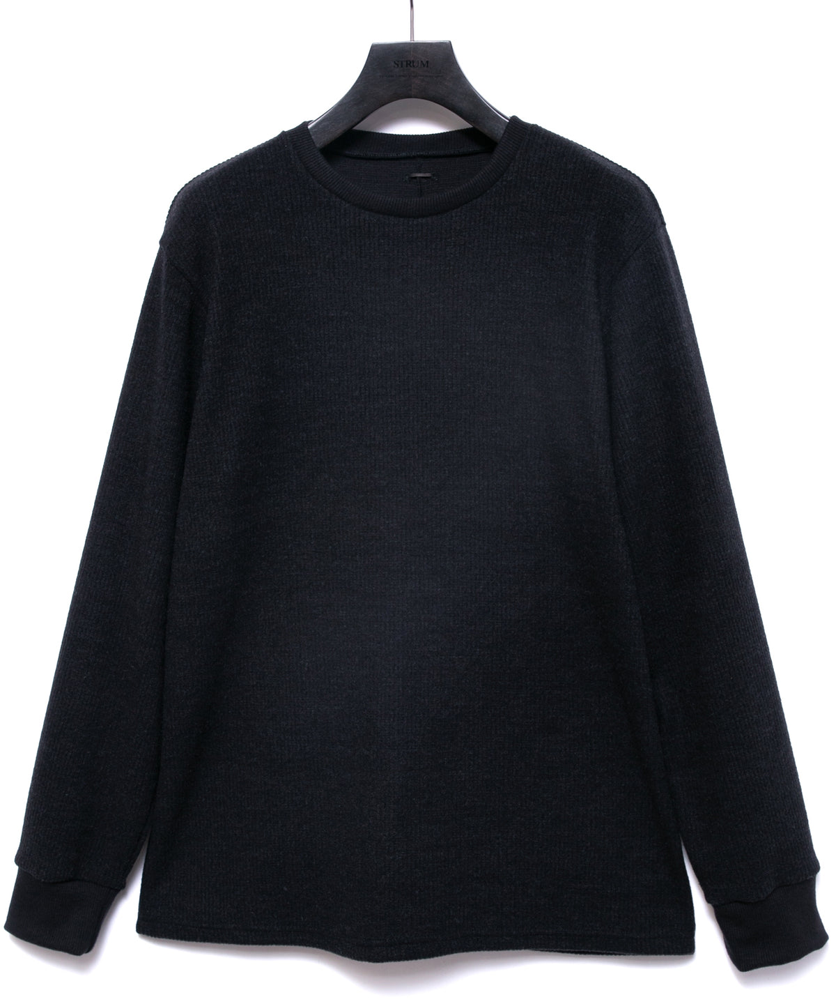 アクリルウールニット クルーネック ニットソー - BLACK