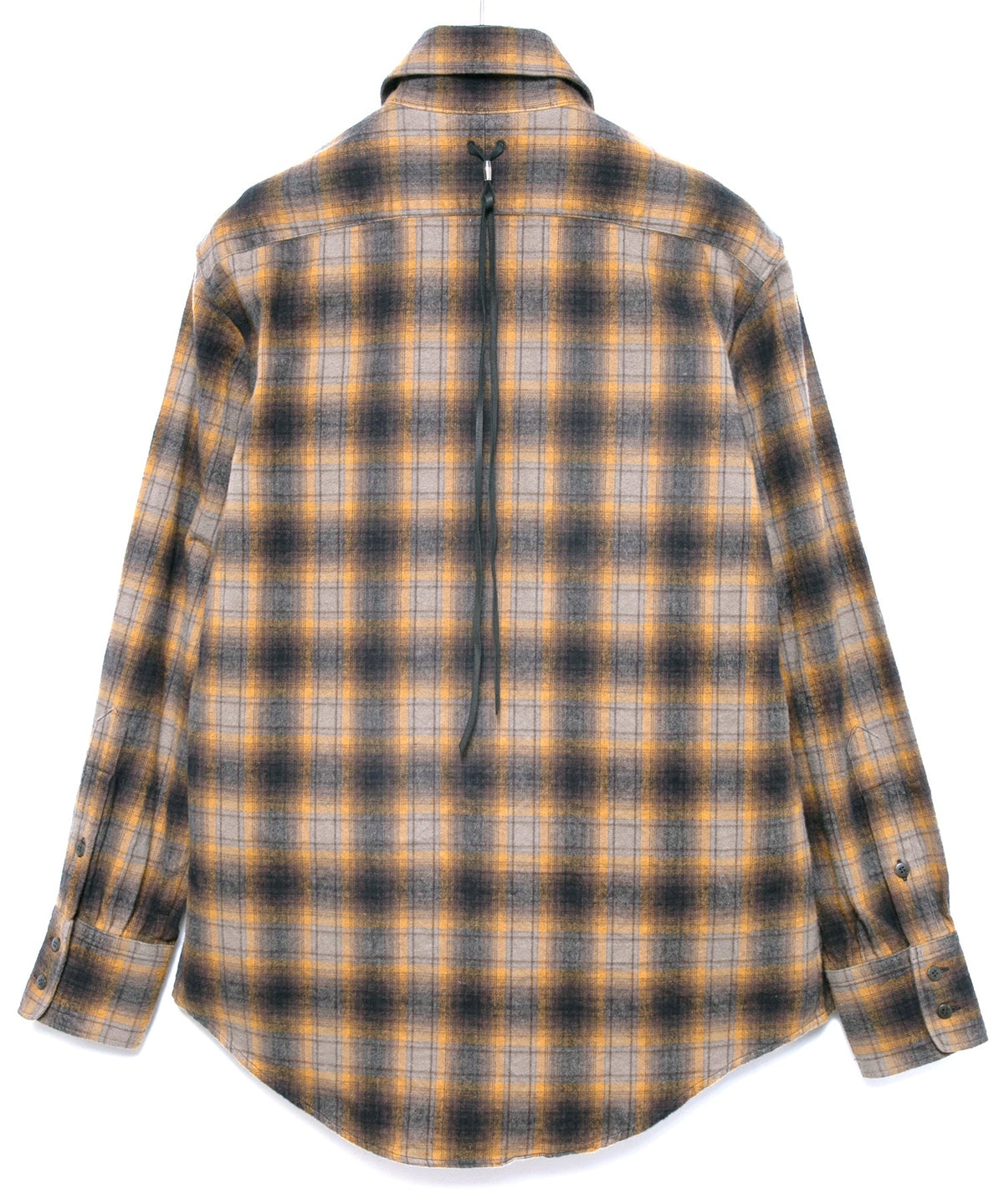 チェックコットン シャギー起毛 ツイル プリーツシャツ - BROWN-2
