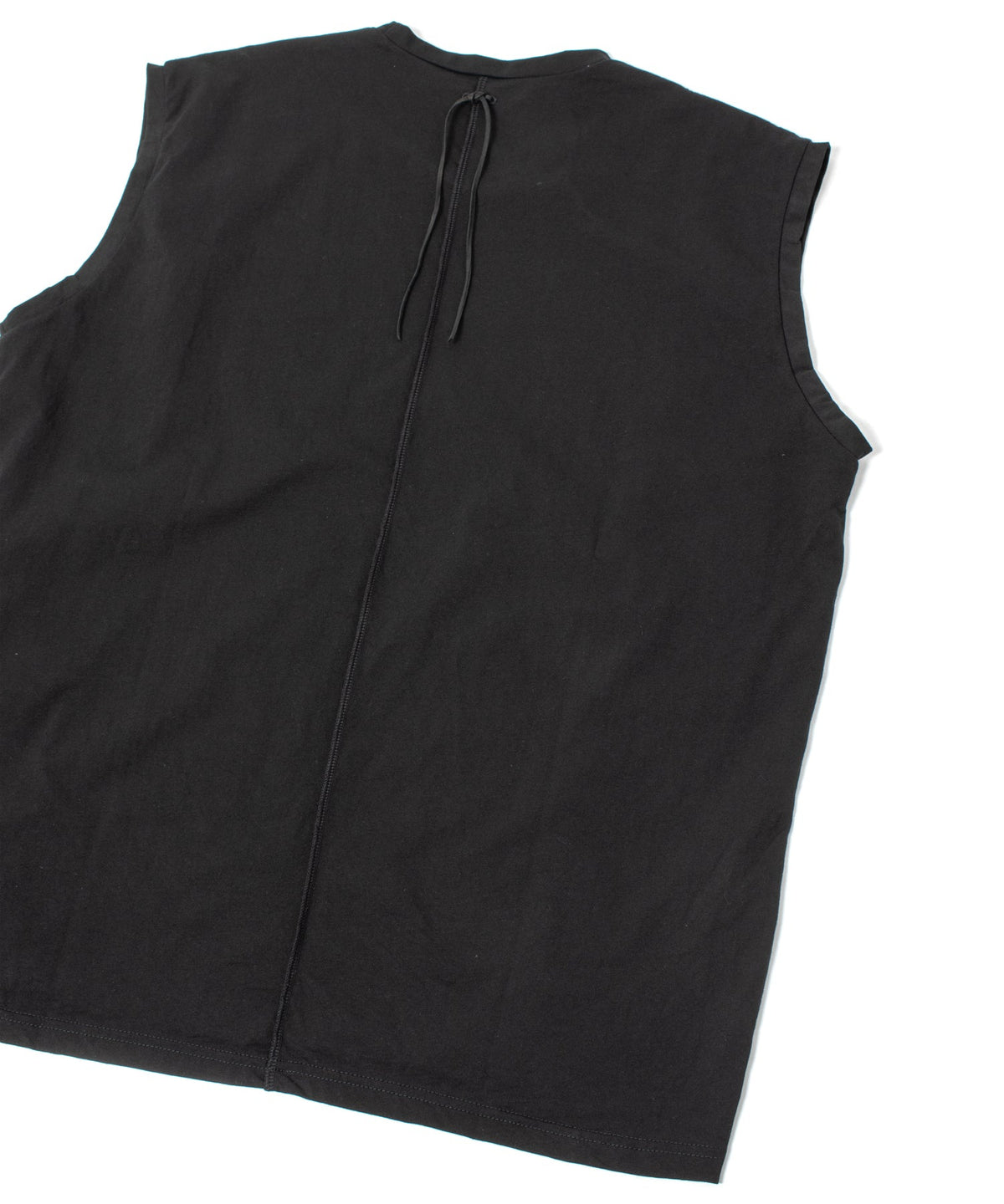 オーガニックコットン 強撚 天竺 ノースリーブ ワイド Tシャツ（オーバーサイズ） - BLACK-8