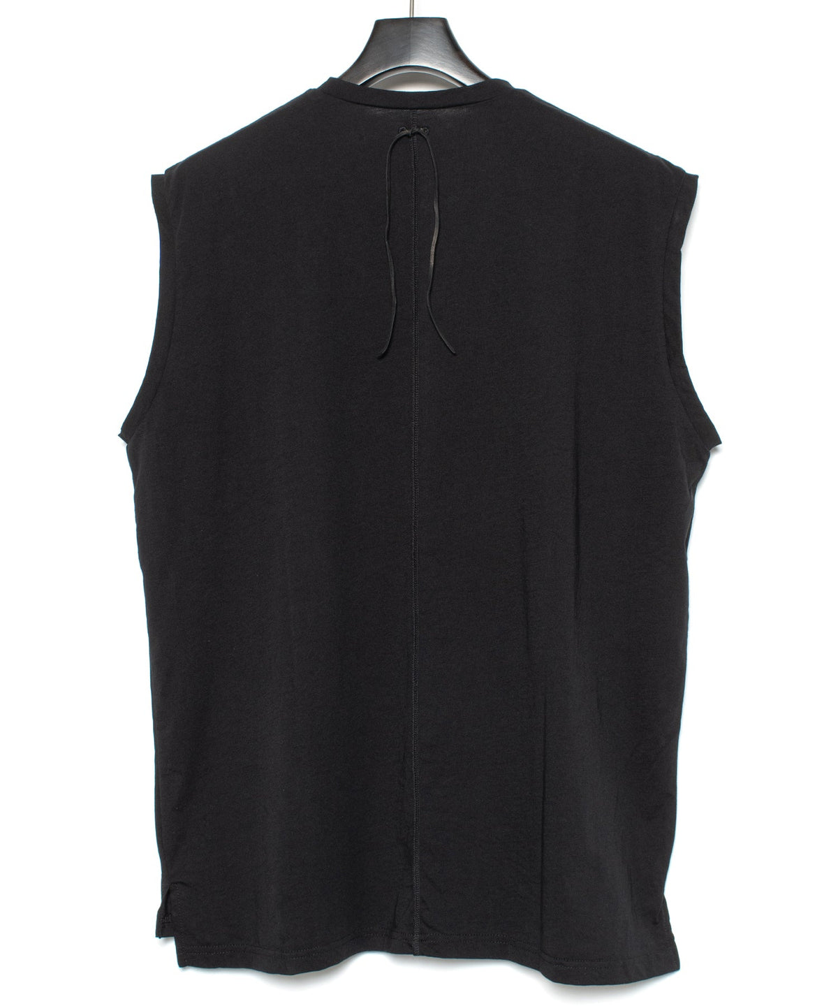 オーガニックコットン 強撚 天竺 ノースリーブ ワイド Tシャツ（オーバーサイズ） - BLACK