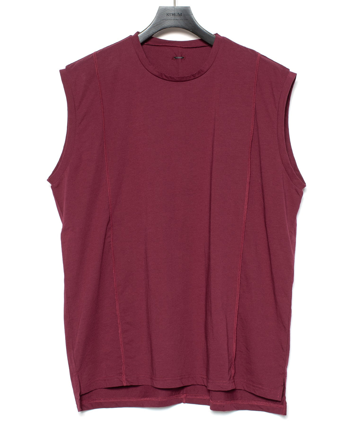オーガニックコットン 強撚 天竺 ノースリーブ ワイド Tシャツ（オーバーサイズ） - WINE