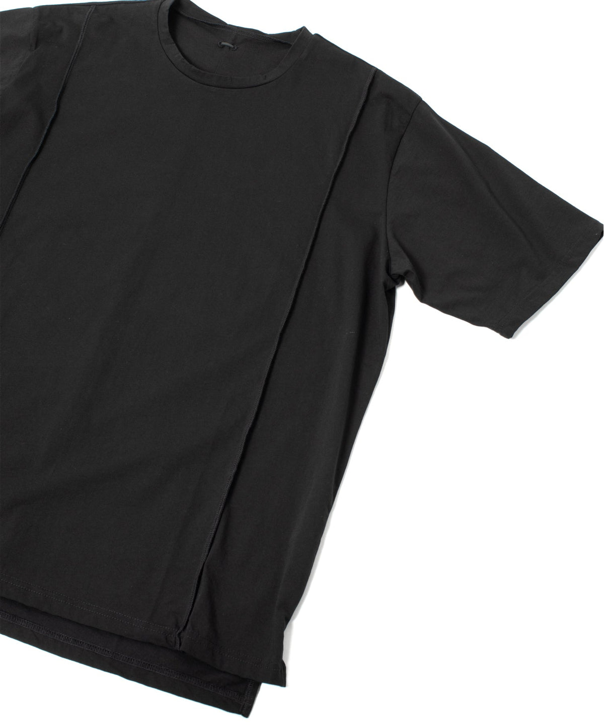 オーガニックコットン 強撚 天竺 ハーフスリーブ ワイド Tシャツ（オーバーサイズ） - BLACK-7