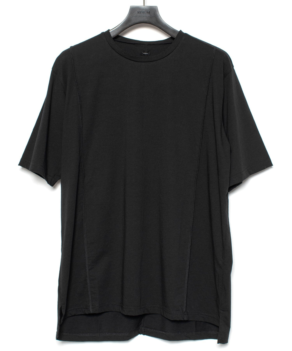 オーガニックコットン 強撚 天竺 ハーフスリーブ ワイド Tシャツ（オーバーサイズ） - BLACK