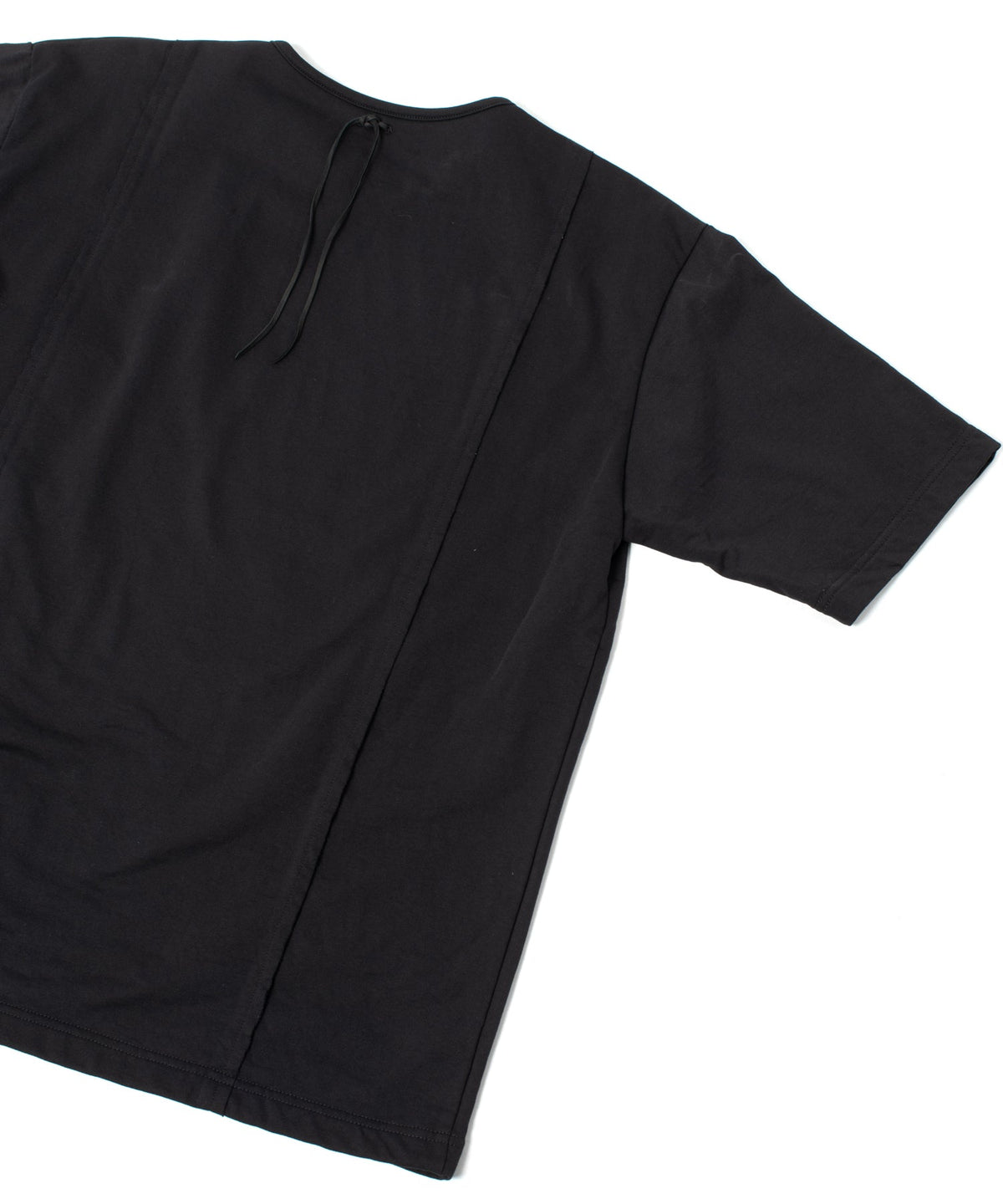 オーガニックコットン ハイゲージ 裏毛 断ち切り ハーフスリーブ Tシャツ - BLACK-7