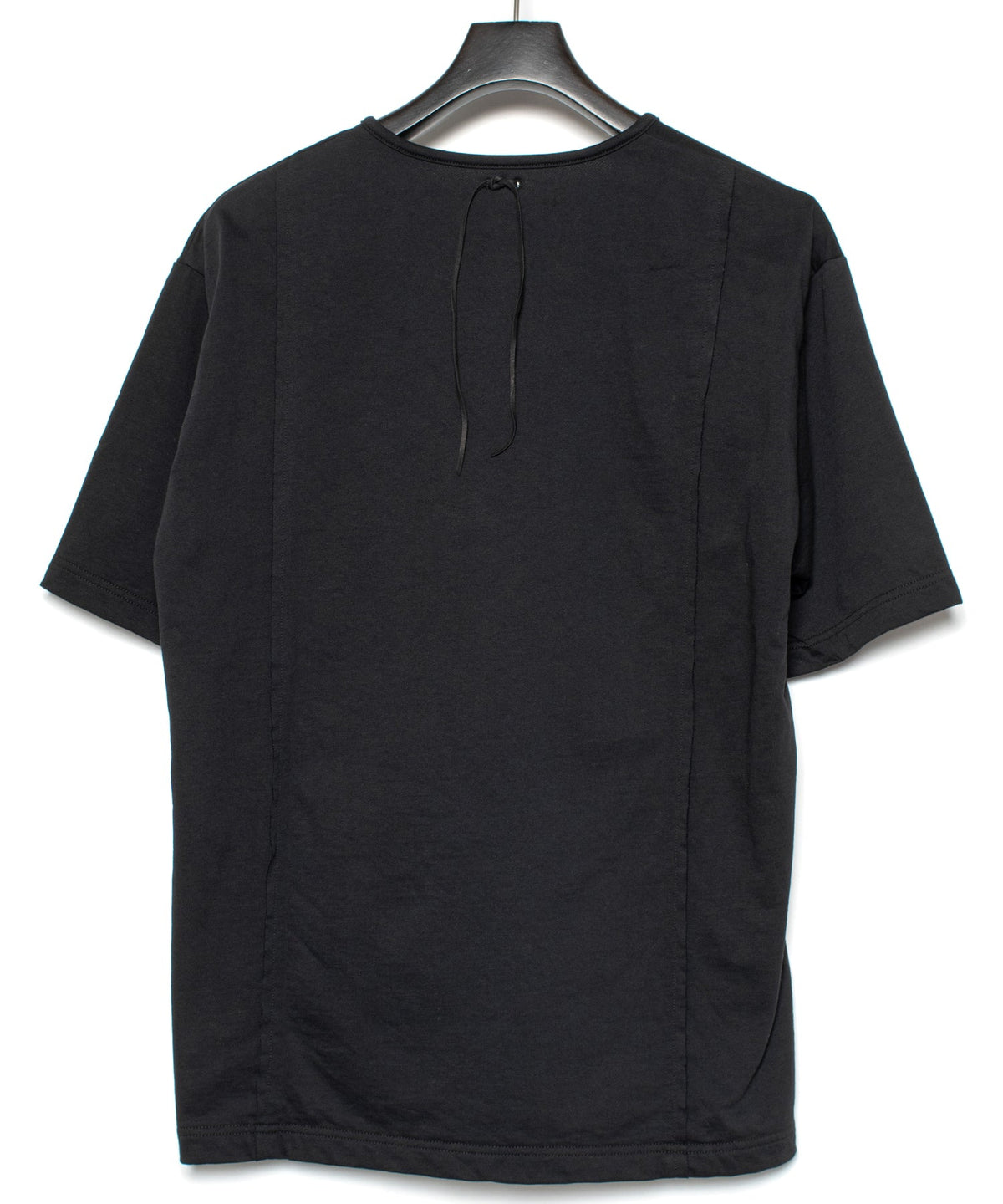 オーガニックコットン ハイゲージ 裏毛 断ち切り ハーフスリーブ Tシャツ - BLACK