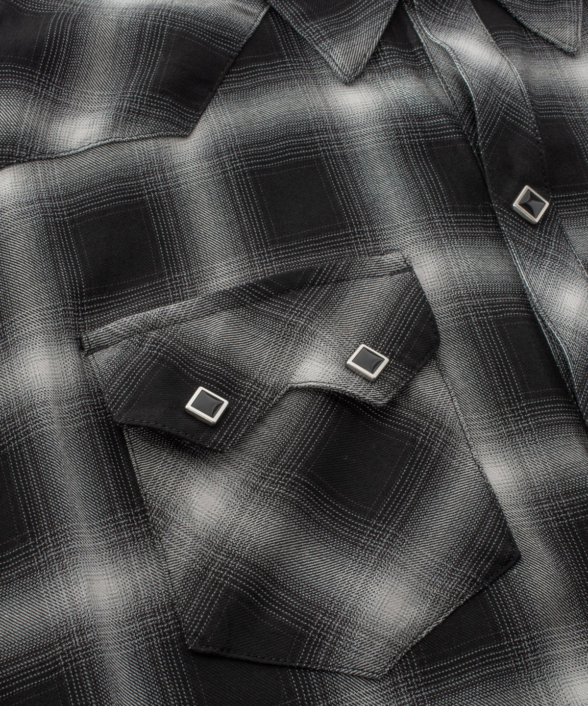 レーヨン ツイル オンブレーチェック カットオフ シャツ - BLACK-5