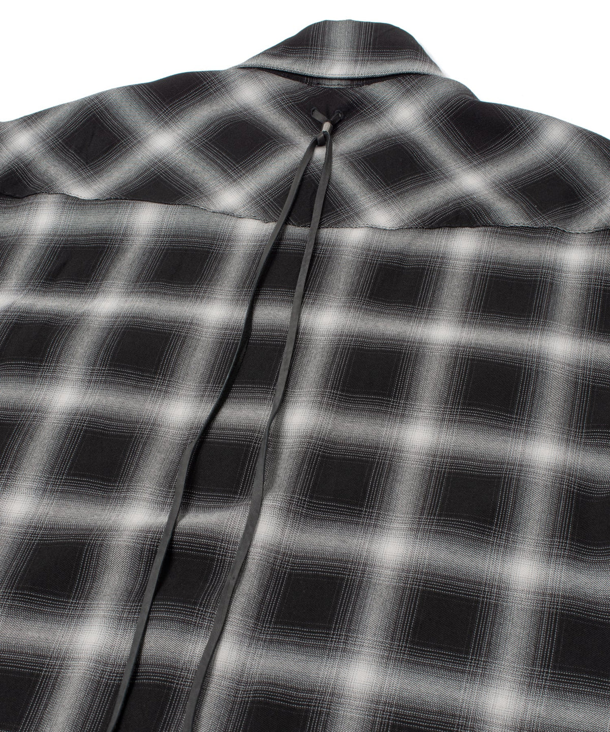 レーヨン ツイル オンブレーチェック カットオフ シャツ - BLACK-8