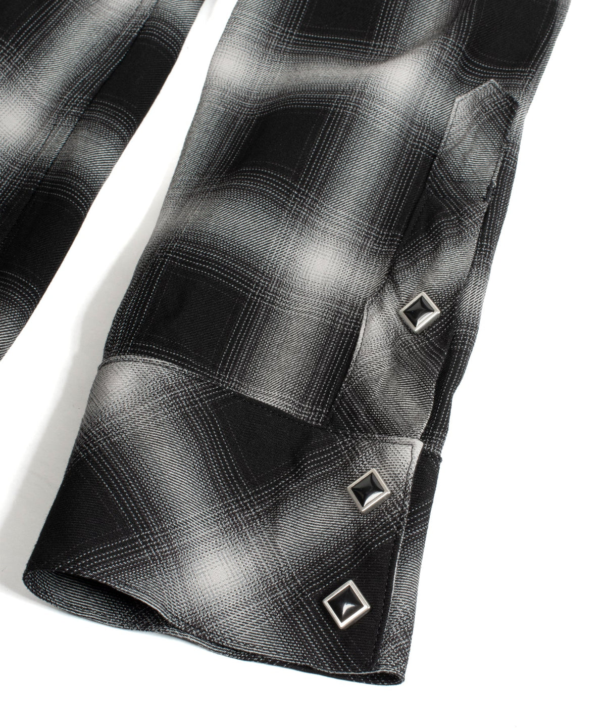 レーヨン ツイル オンブレーチェック ロングスリーブシャツ - BLACK-5
